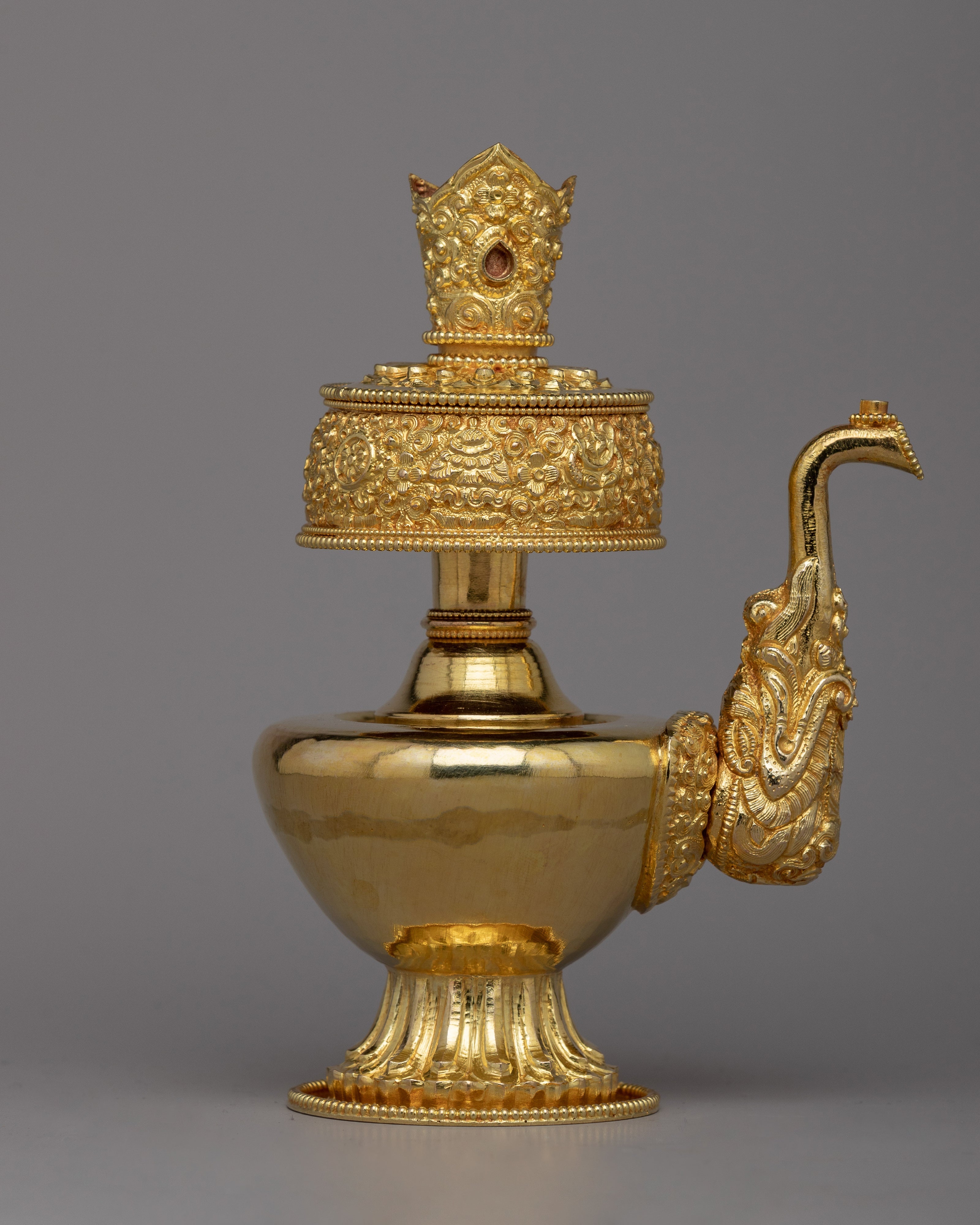 24K Gold Plated Bhumba Set | Traditional Tibetan Ritual Vase for Spiritual Practices