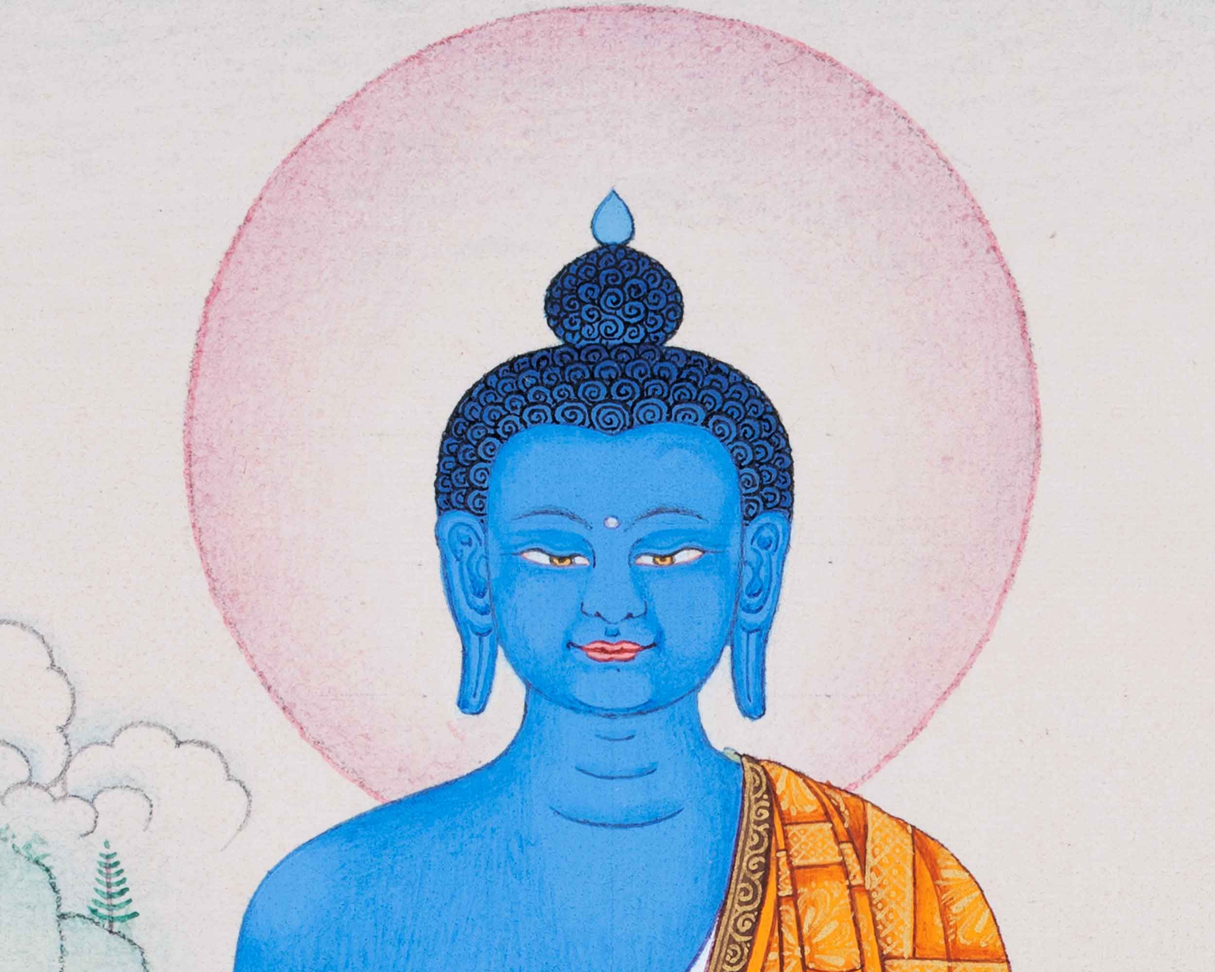 Hand-Painted Thangka For Medicine Buddha Mantra Practice | Traditional Tibetan Buddhist Art