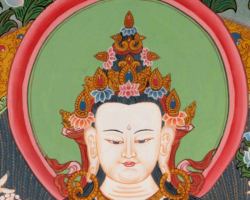 Avalokiteshvara Chengrezig | Bodhisattva Of Compassion | Traditional Tibetan Paint