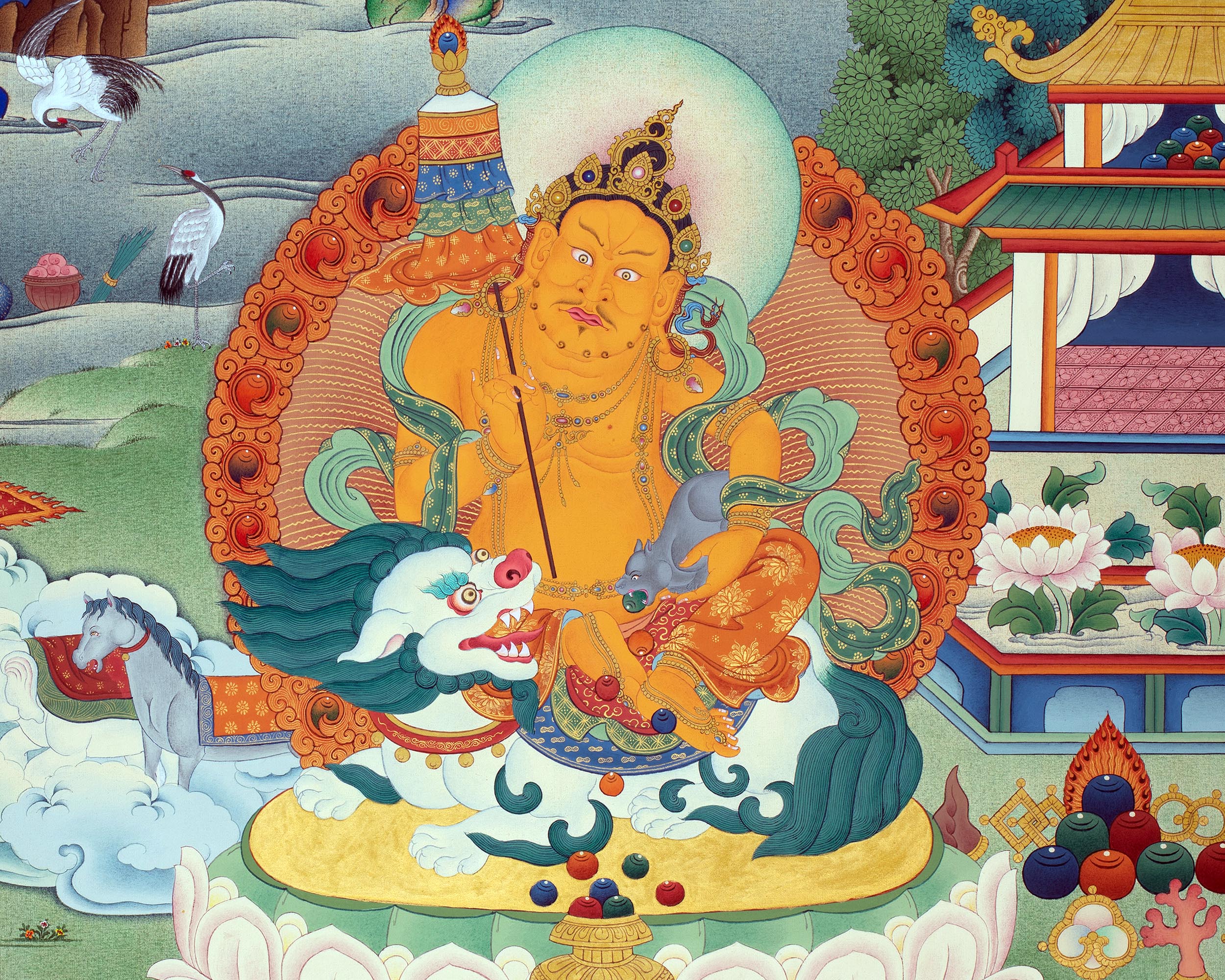Guru Rinpoche In Pandita Form | Traditional Thangka Canvas Print