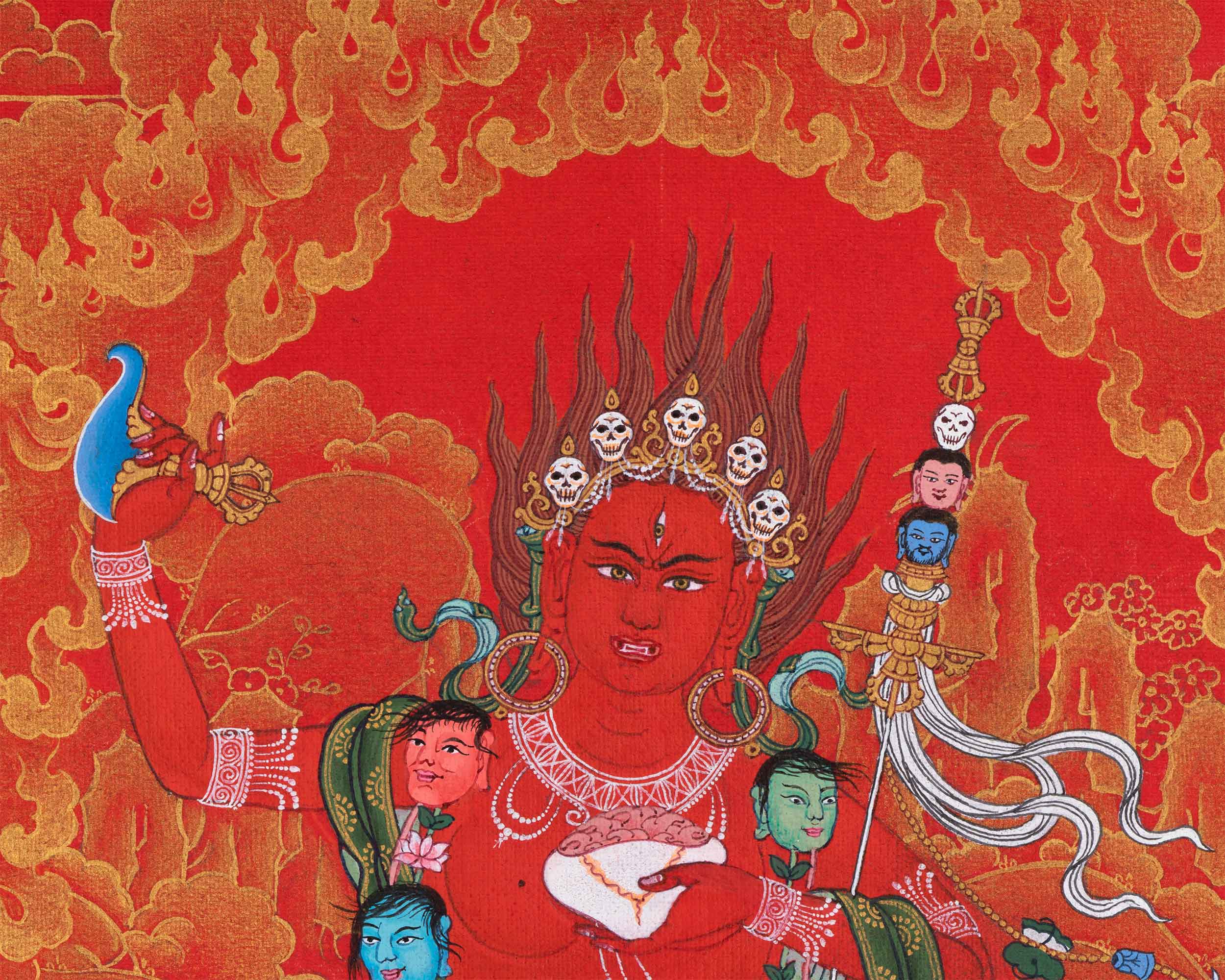 Tibetan Buddhist Thangka Of Dakini Vajravarahi | Buddist Dakini Thangka For Meditation