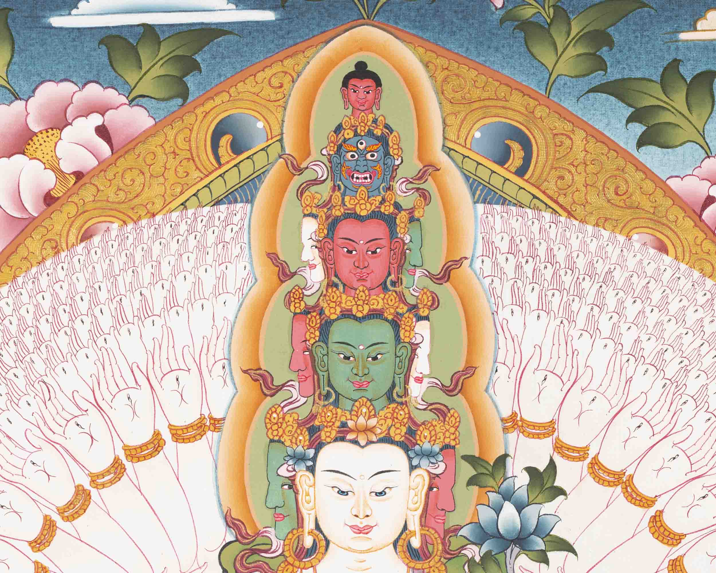 1000 Armed Avalokiteshvara | Traditional Thangka | Wall Decors