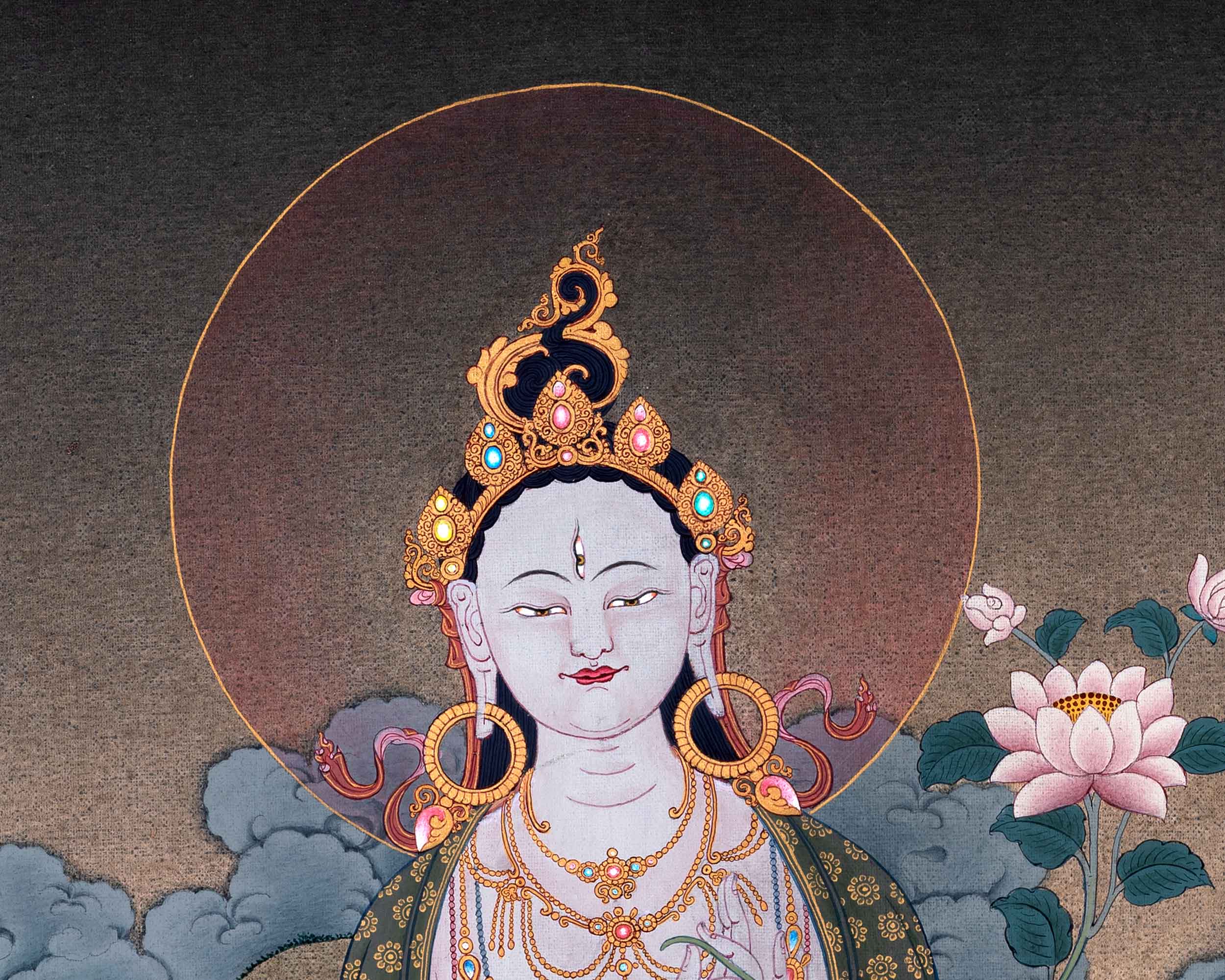 White Tara Empowerment Thangka | Female Bodhisattva Tibetan Art