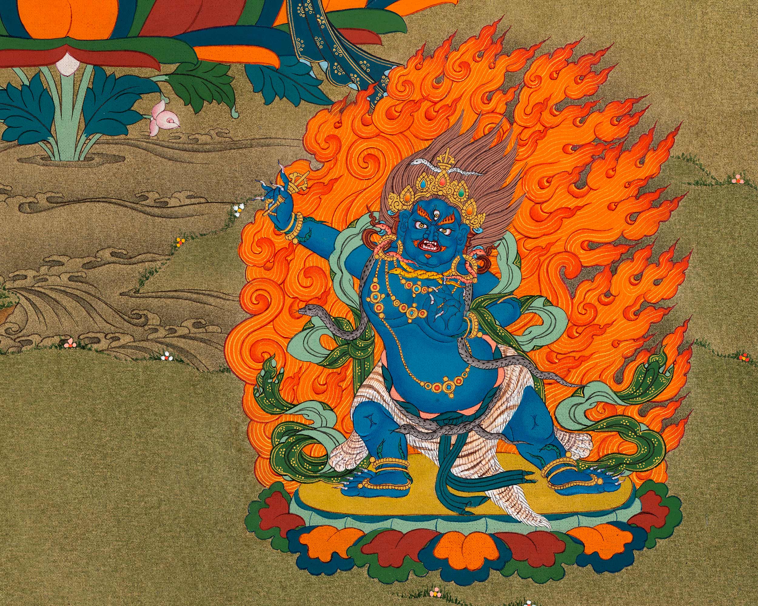 Manjushree Thangka | Manjushri With Others | Tibetan Thangka Painting