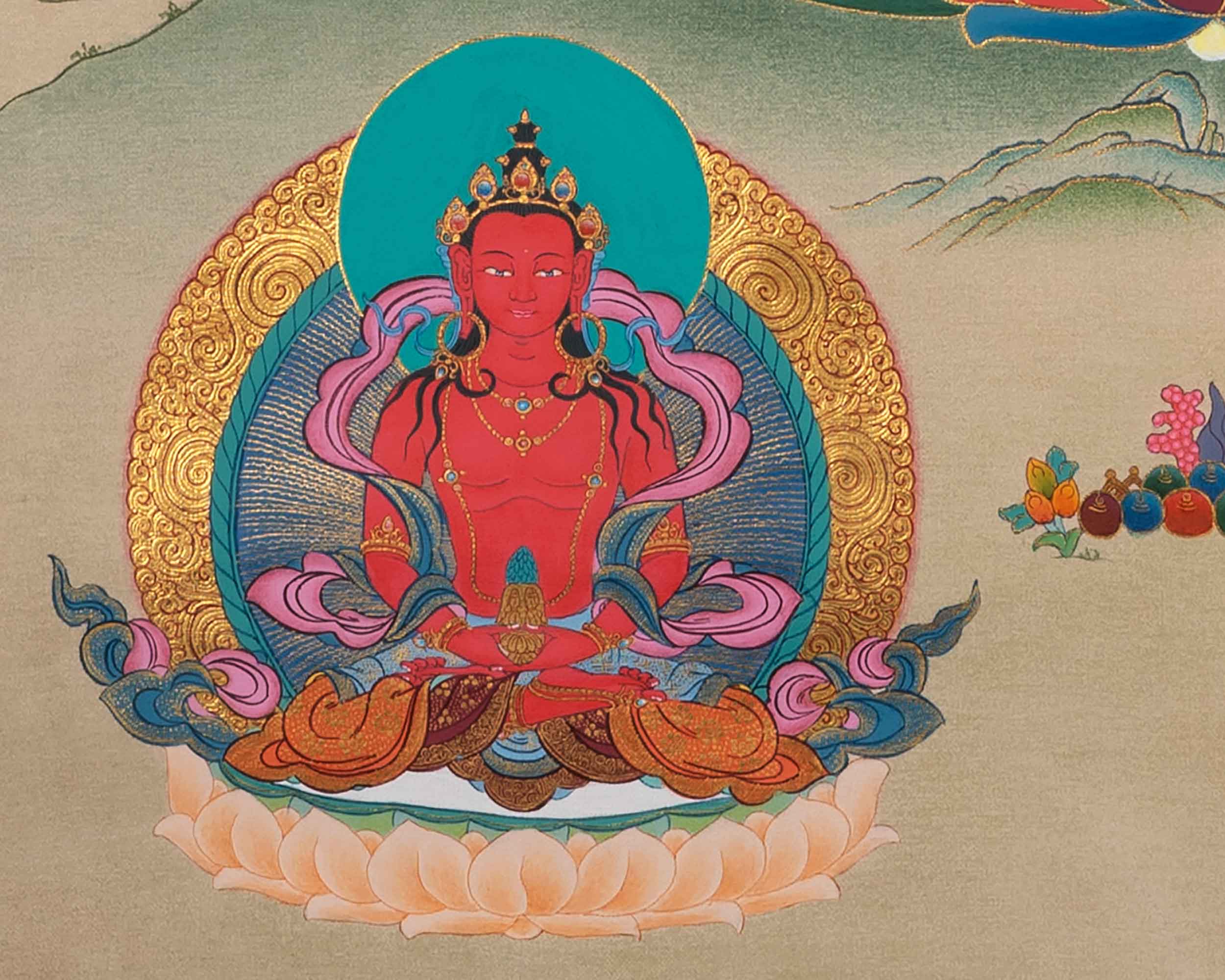 White Tara Meditation Practice Thangka | White Tara With Amitayus and Namgyalma