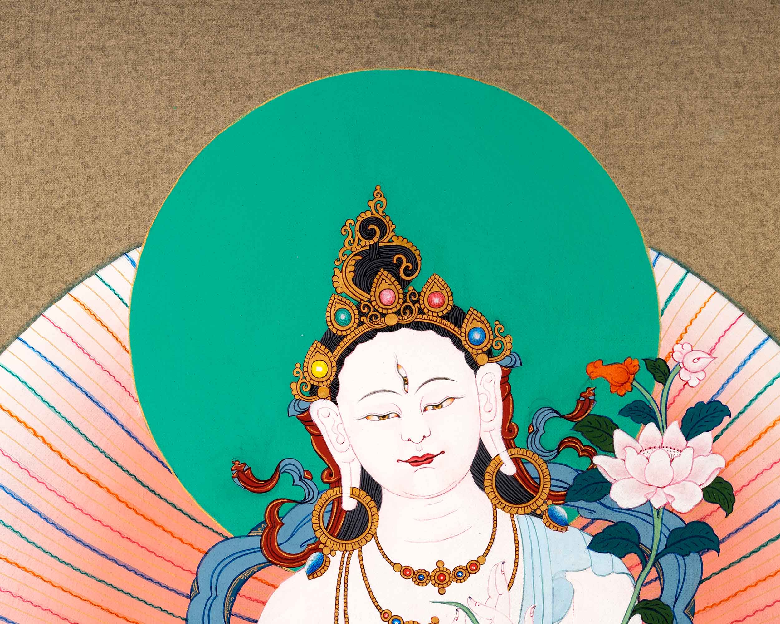White Tara Painting | Hand Painted Tibetan Buddhist Art