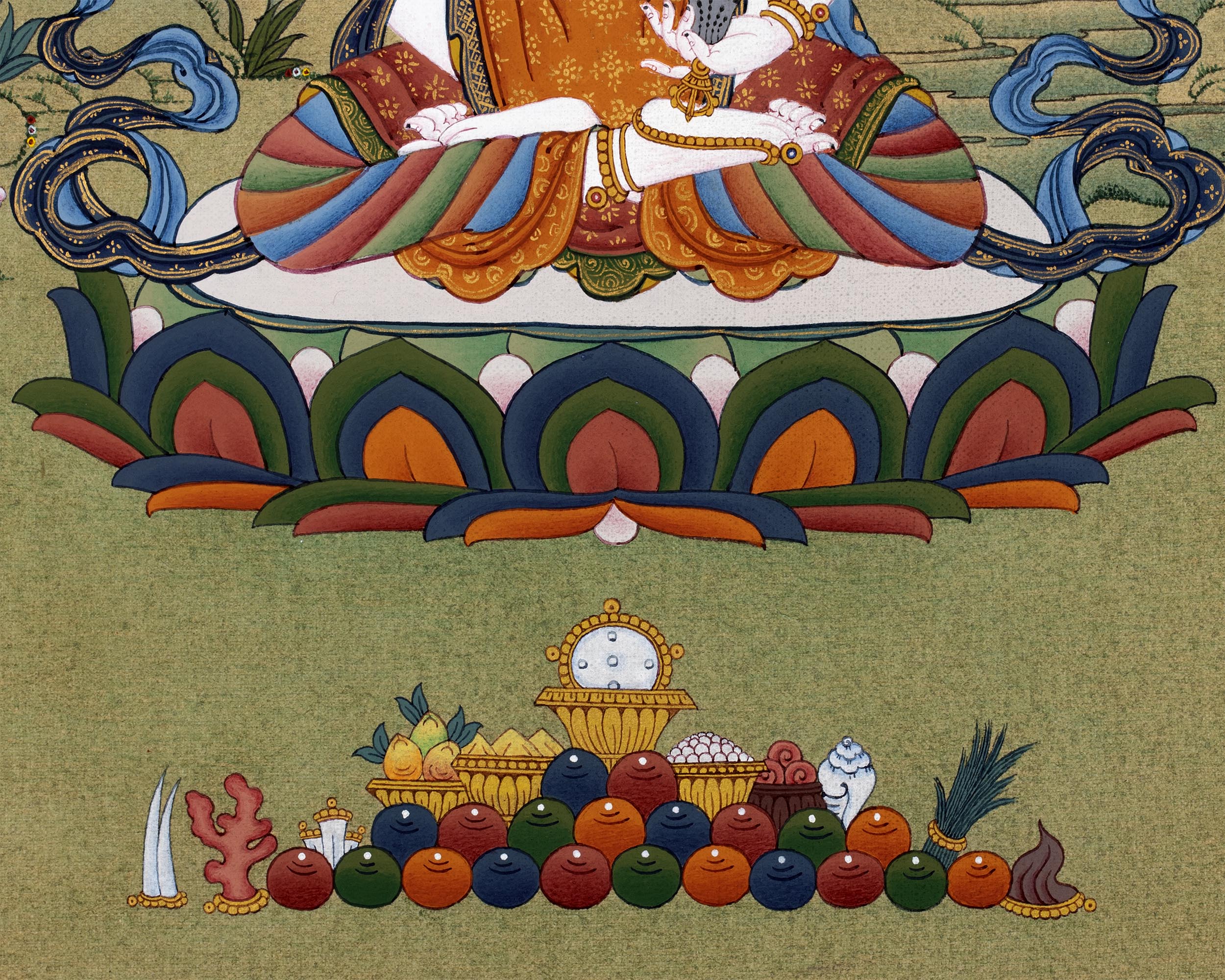 Vajrasattva Yab Yum Thangka | 24K Gold Tibetan Art with Silk Brocade