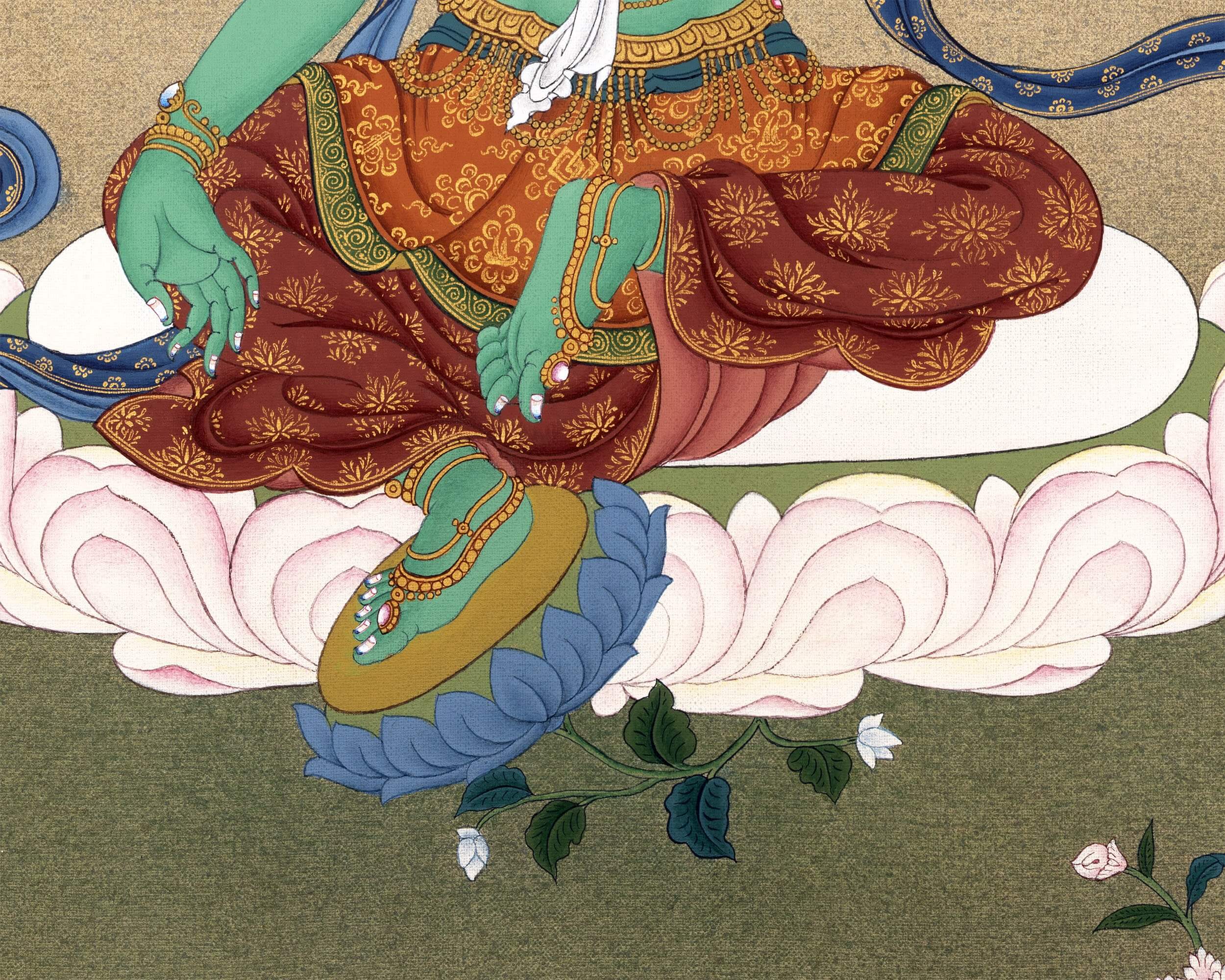 Green Tara | Mother Drolma | Natural Mineral Stone Colors | Karma Gadri