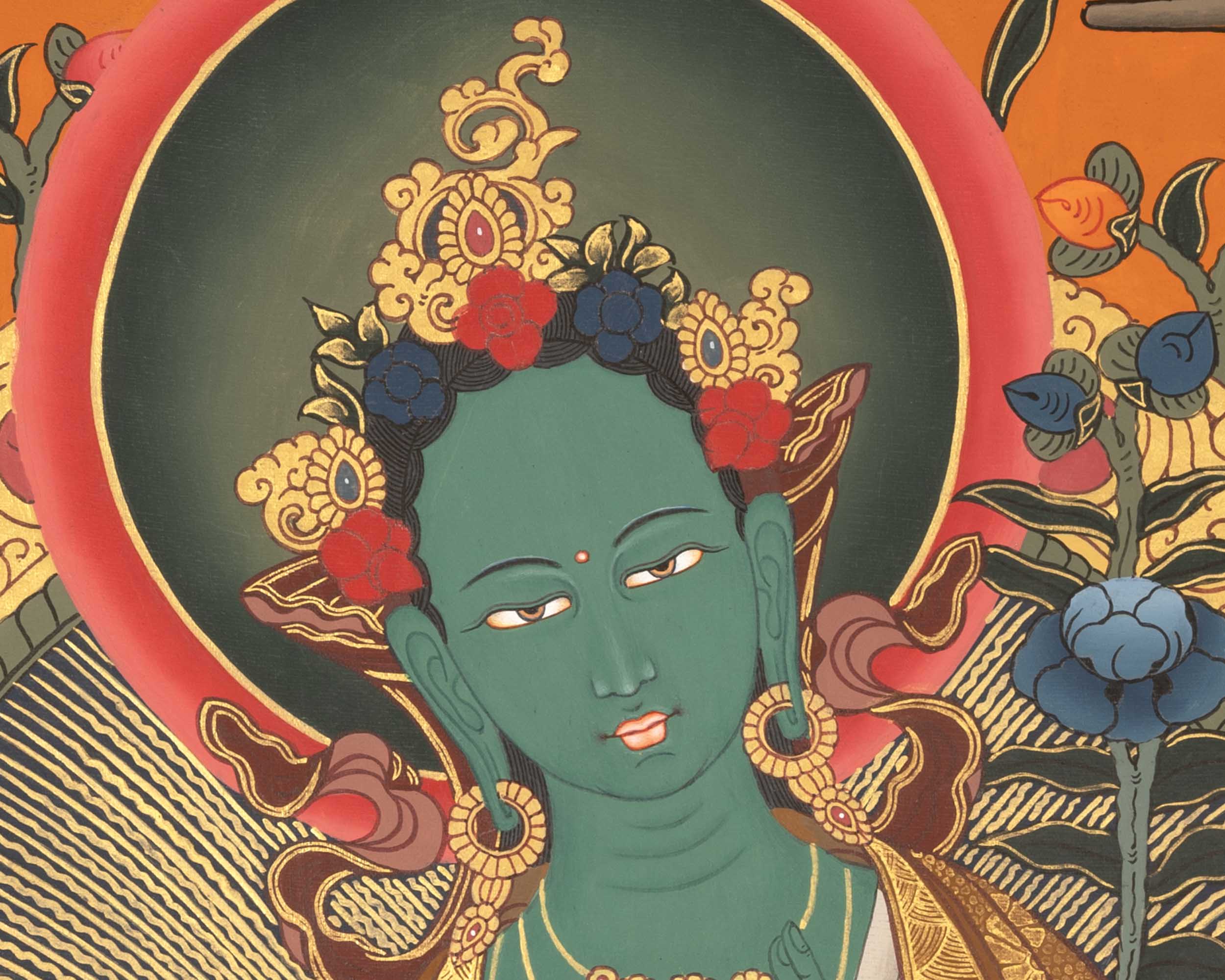 Quality Green Tara Thangka | Handpainted Buddhist Art | Wall Decors