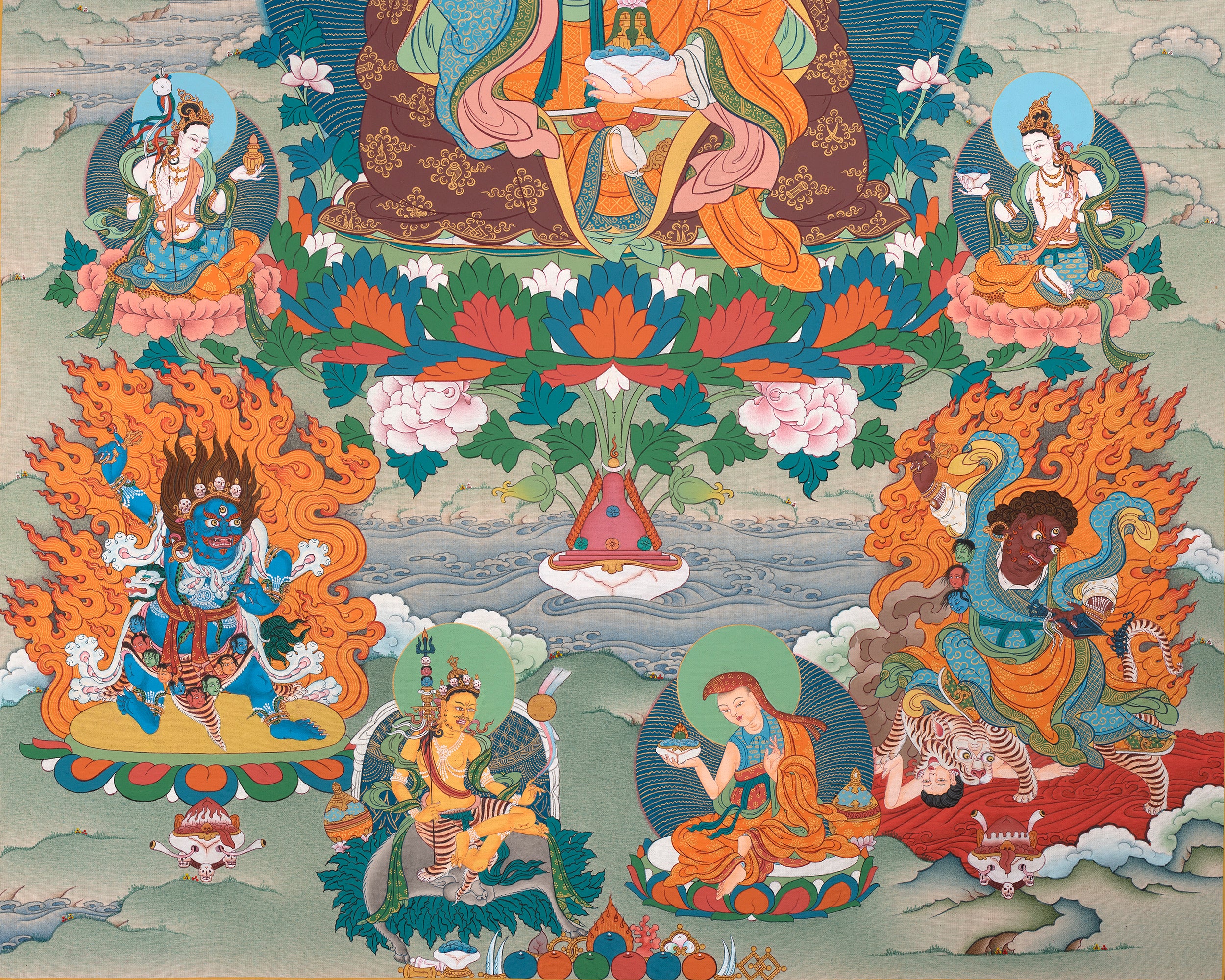 Padmasambhava Thangka | Eight Manifestation of Guru Rinpoche | Himalayan Tibetan Thangka Painting