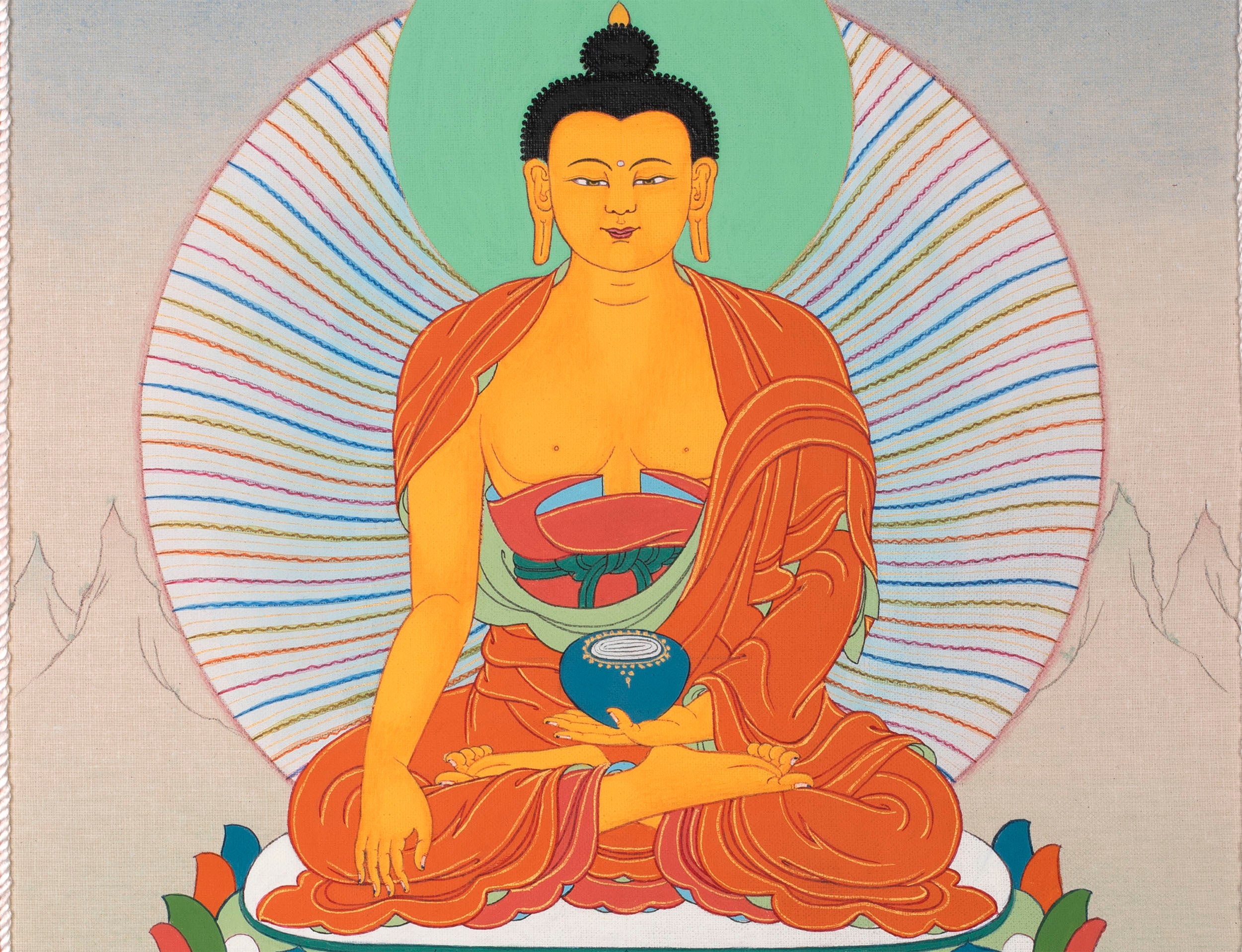 Shakyamuni Wall Scroll Painting | Buddha Brocade | Buddhist Thangka