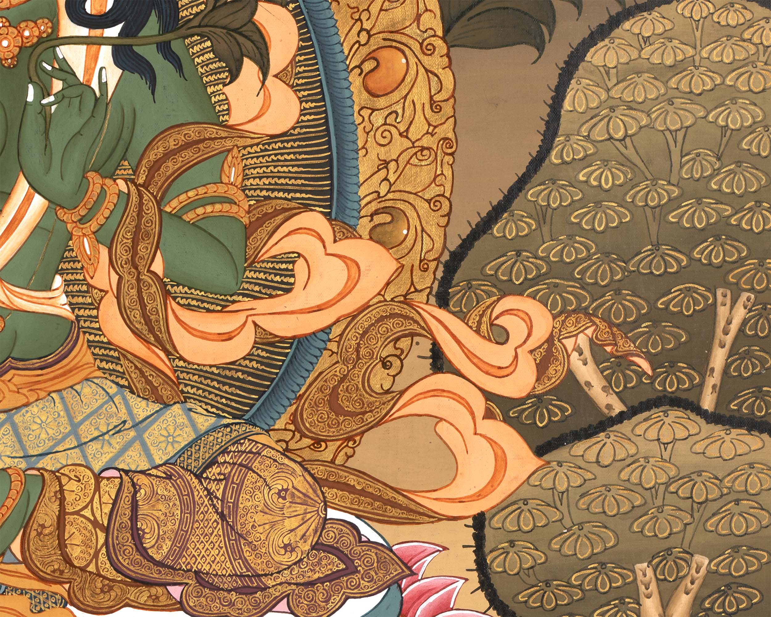 Goddess Green Tara Thangka | Handpainted Tibetan Art | Wall Decors