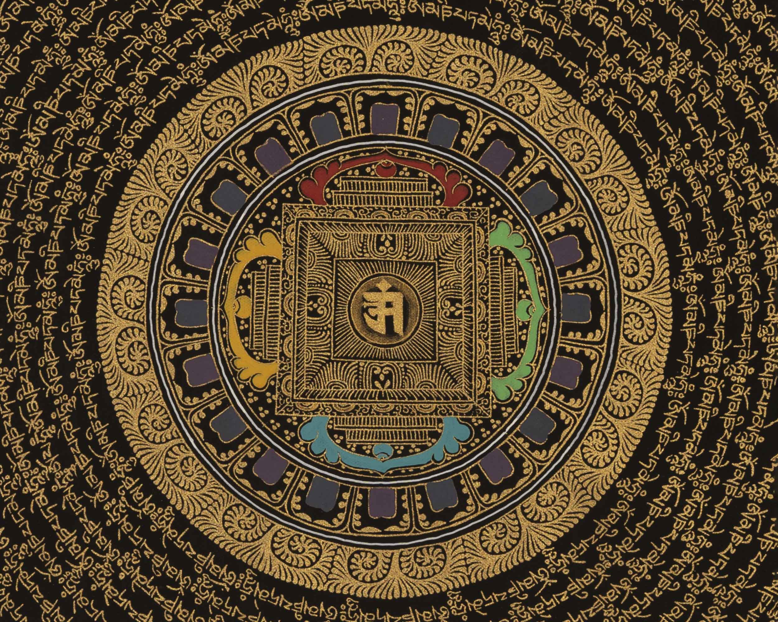 Om Mandala Thangka | Traditional Buddhist Art | Wall Decoration