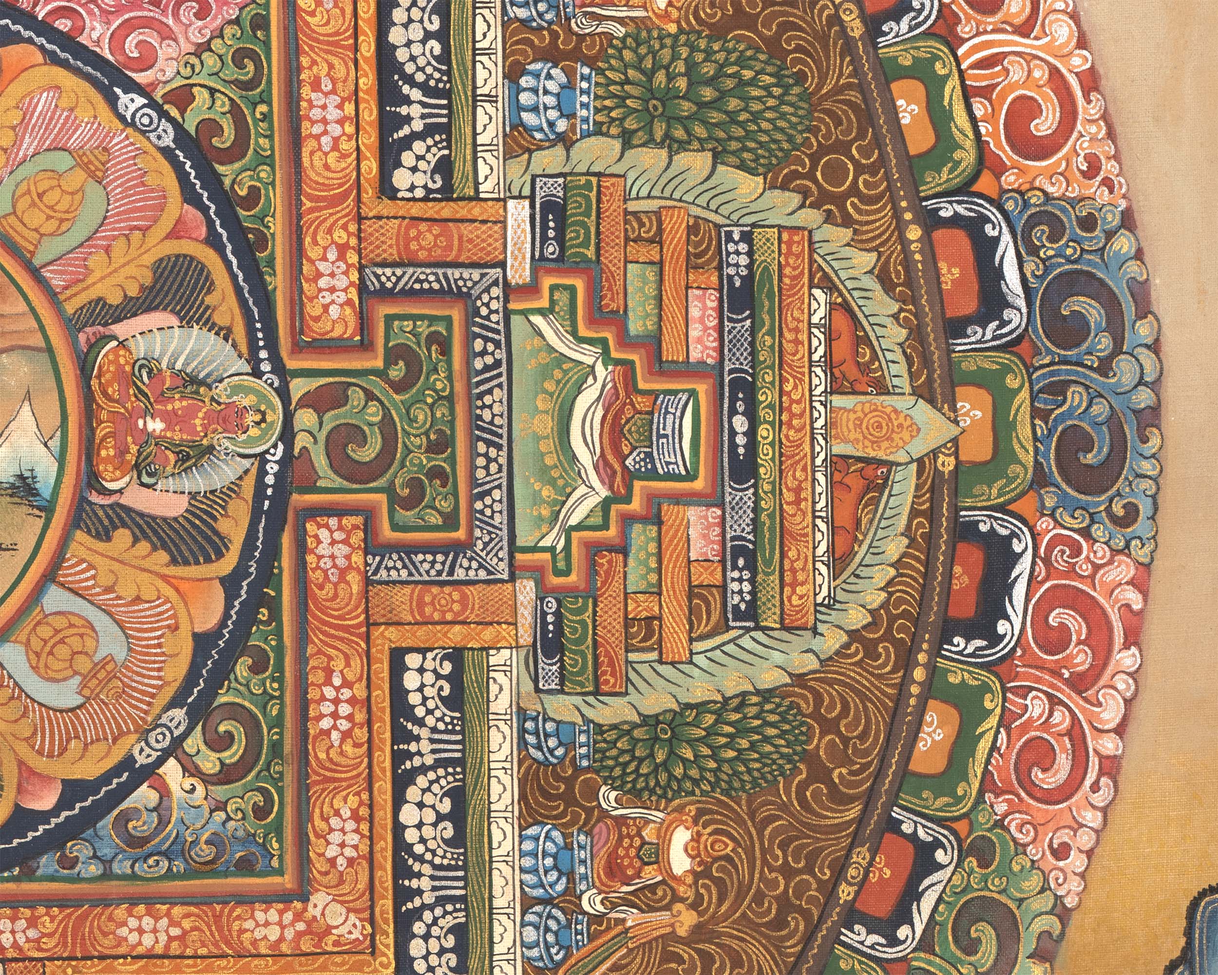 Chenrezig Mandala Thangka | Handpainted Religious Buddhist Art