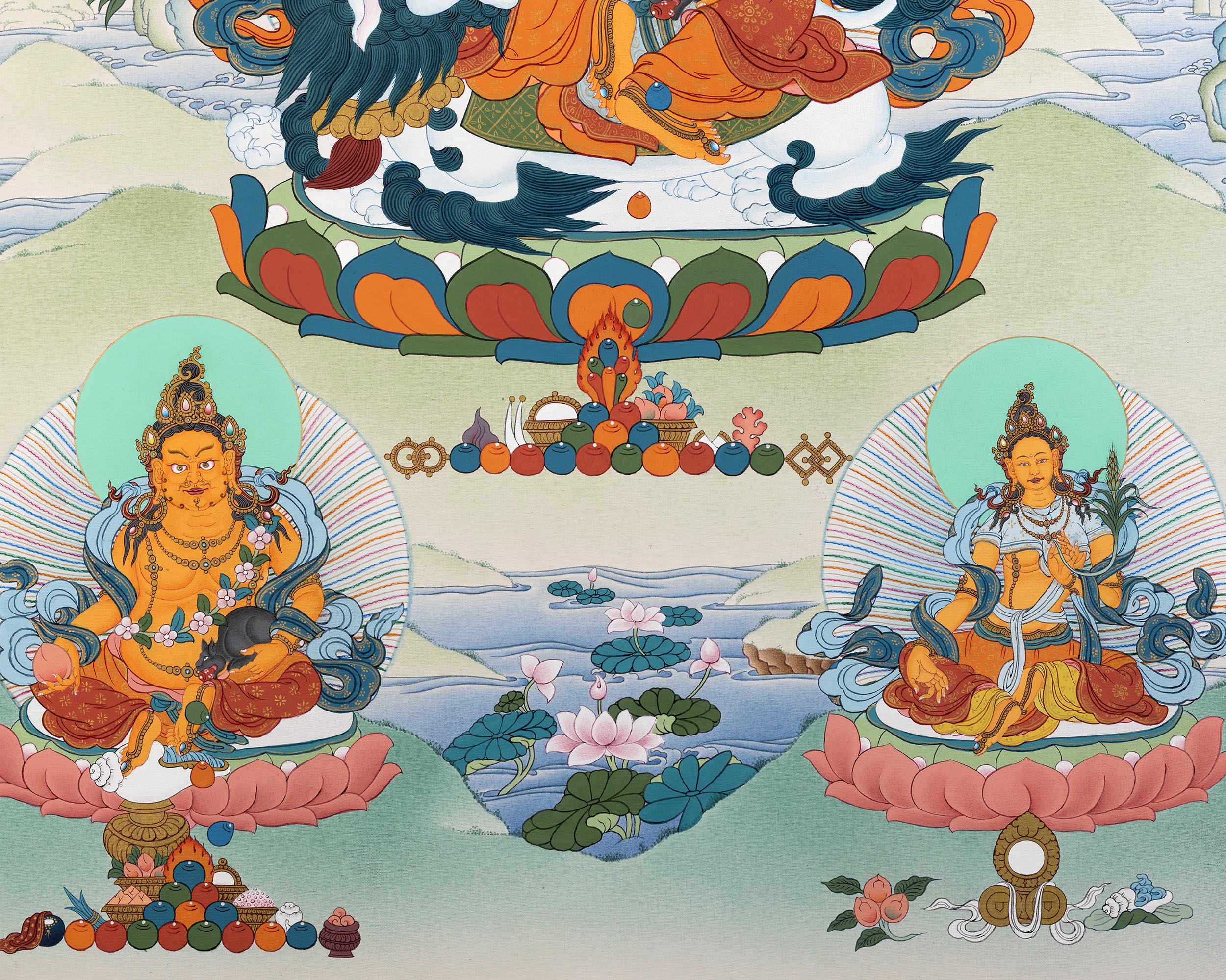Namtoshe With Others Thangka Print | Jambala And Vasundhara | Digital Print