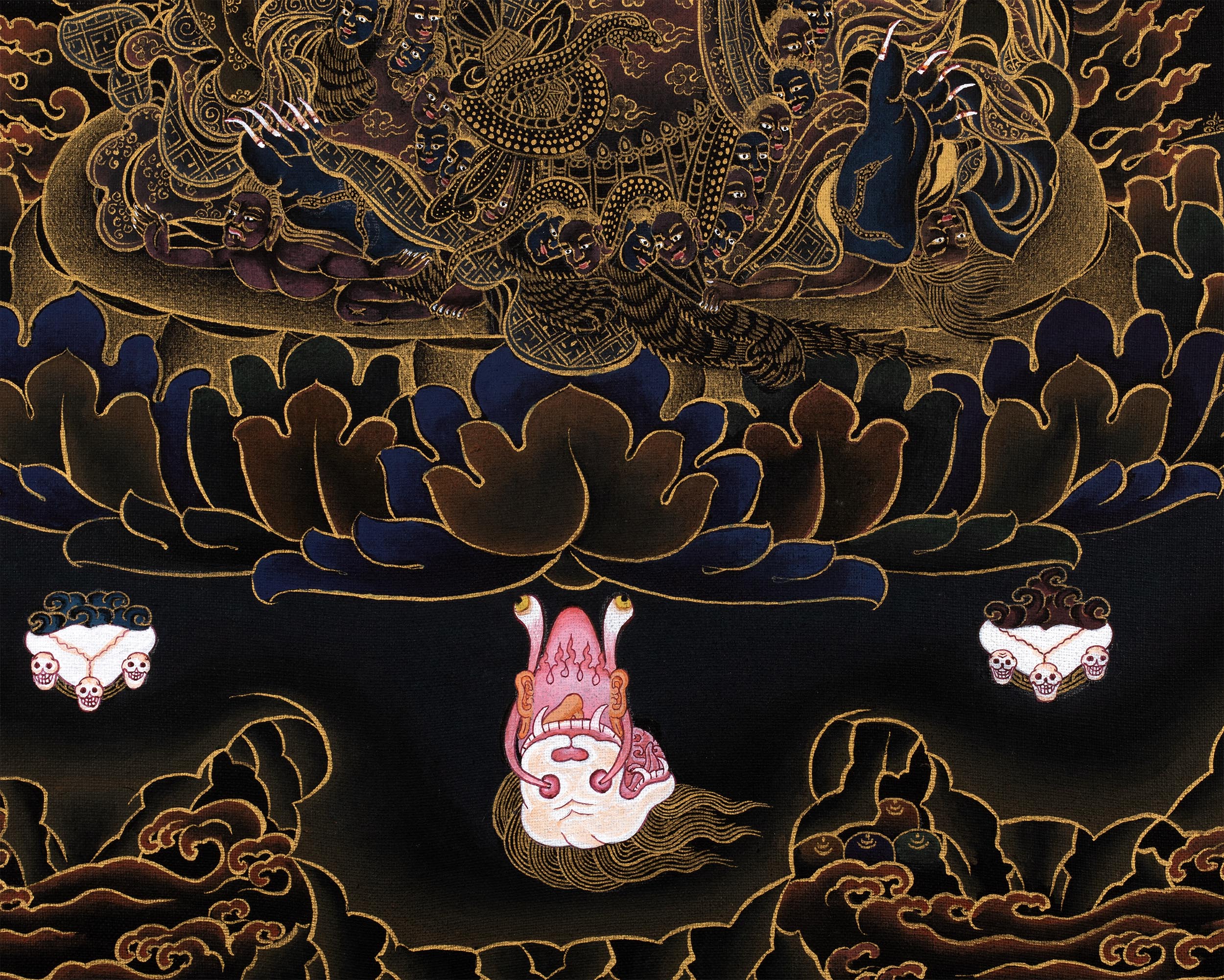 Mahakala Bernagchen Thangka | Traditional Black and Gold Painting