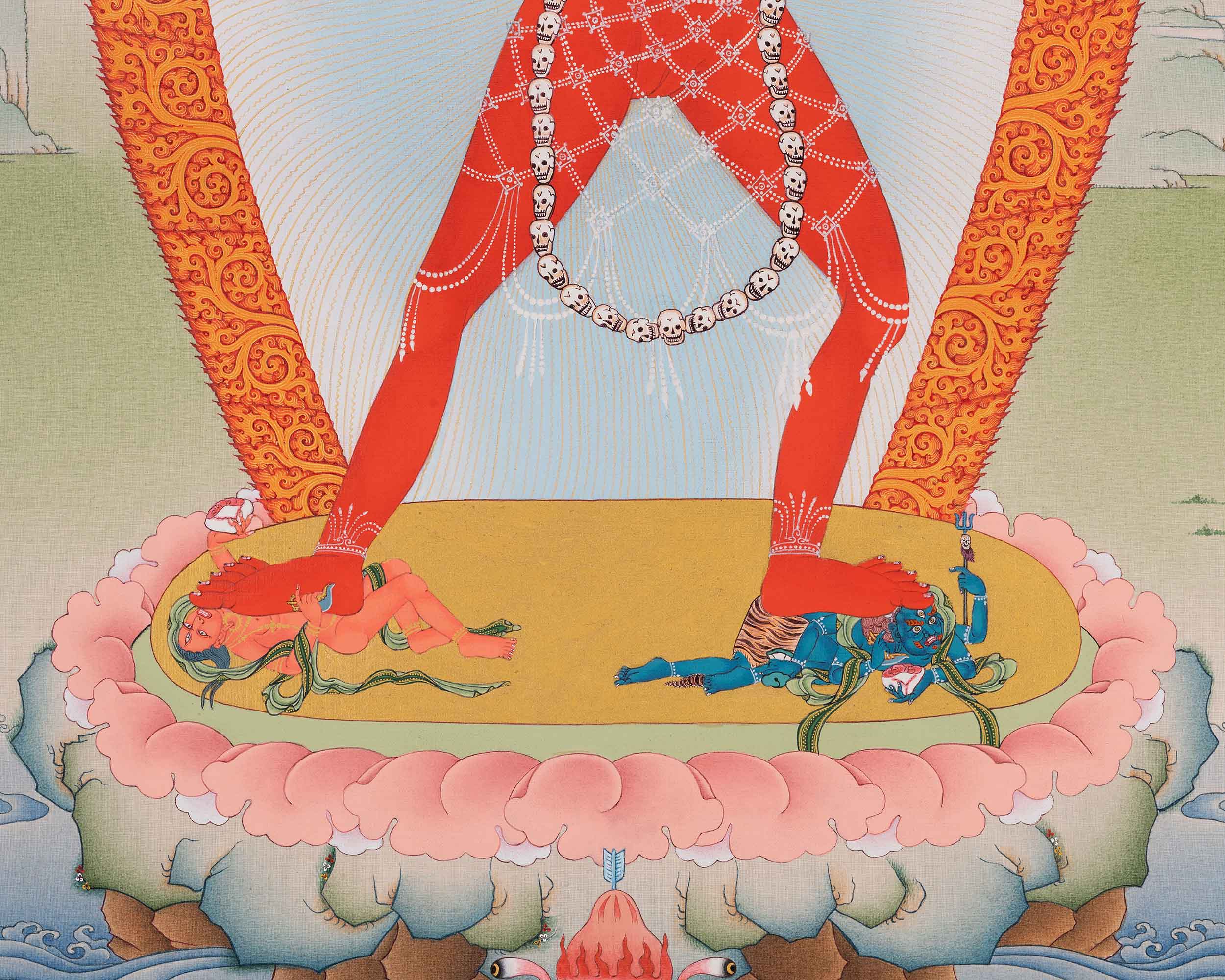 Vajrayogini Art | Tibetan 24K Gold Dakini Painting (includes Brocade)