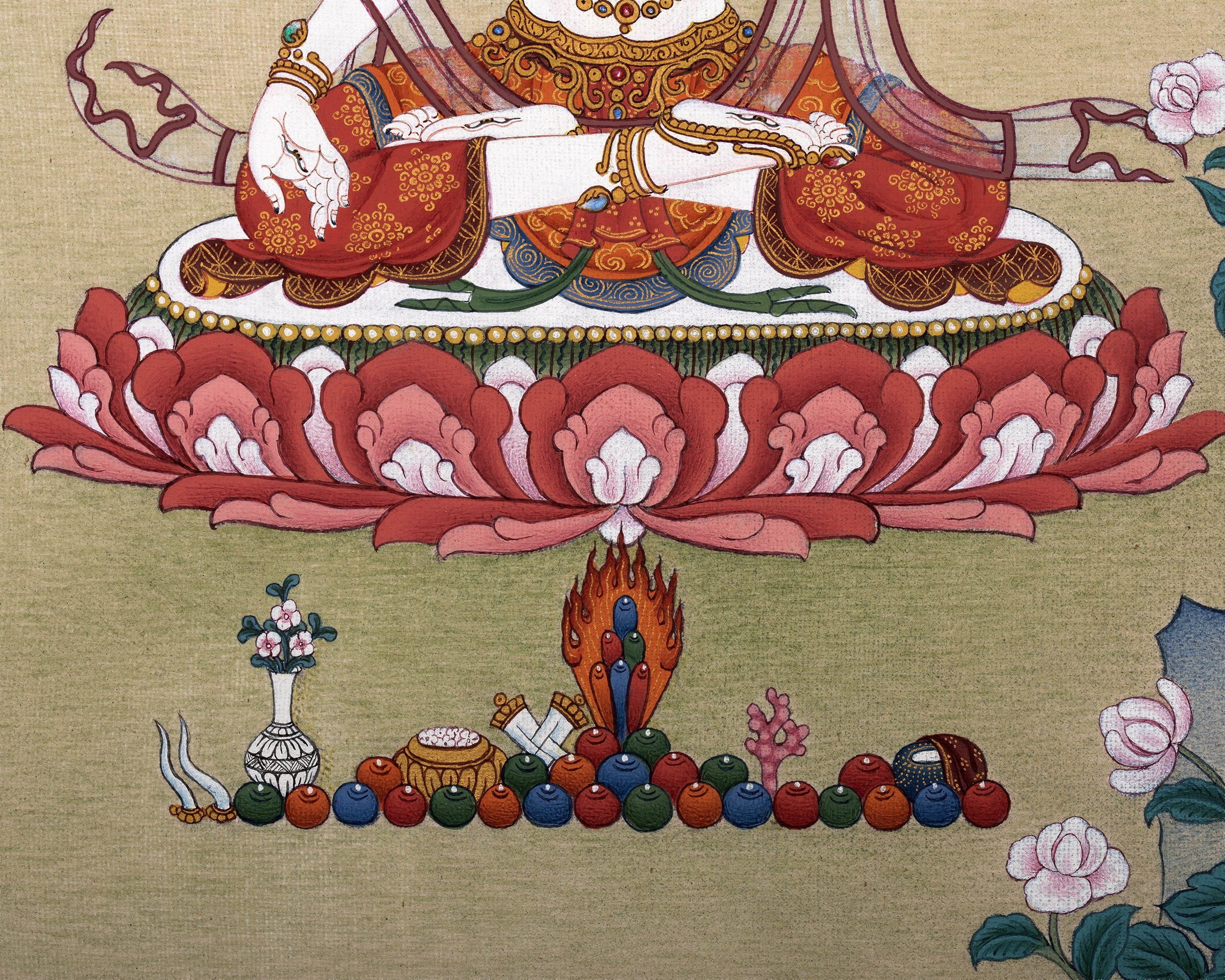 White Tara Thangka, Tibetan Tara Painting, Traditional Buddhist Art