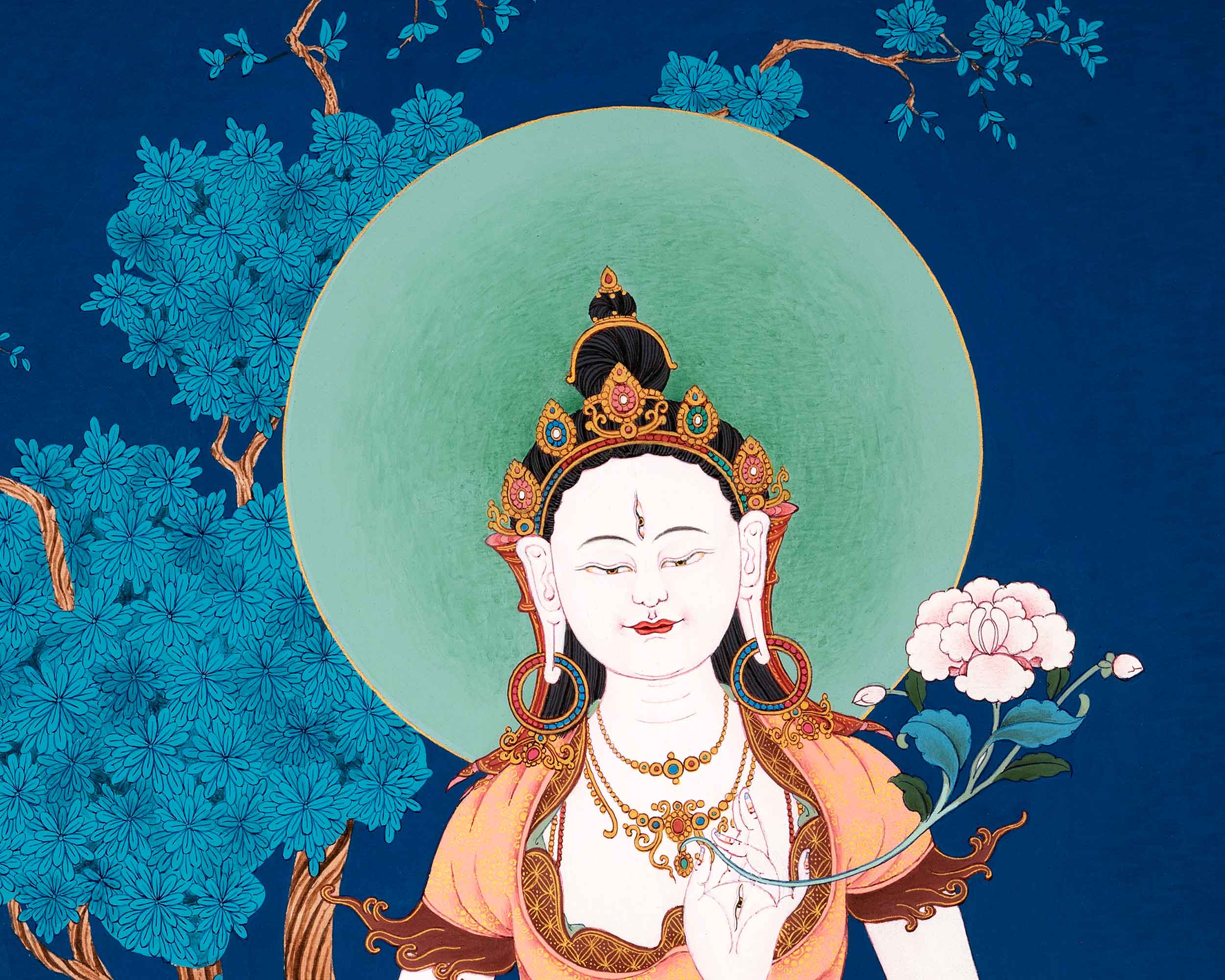 White Tara Art | Tibetan Hand Painted Buddhist Thangka