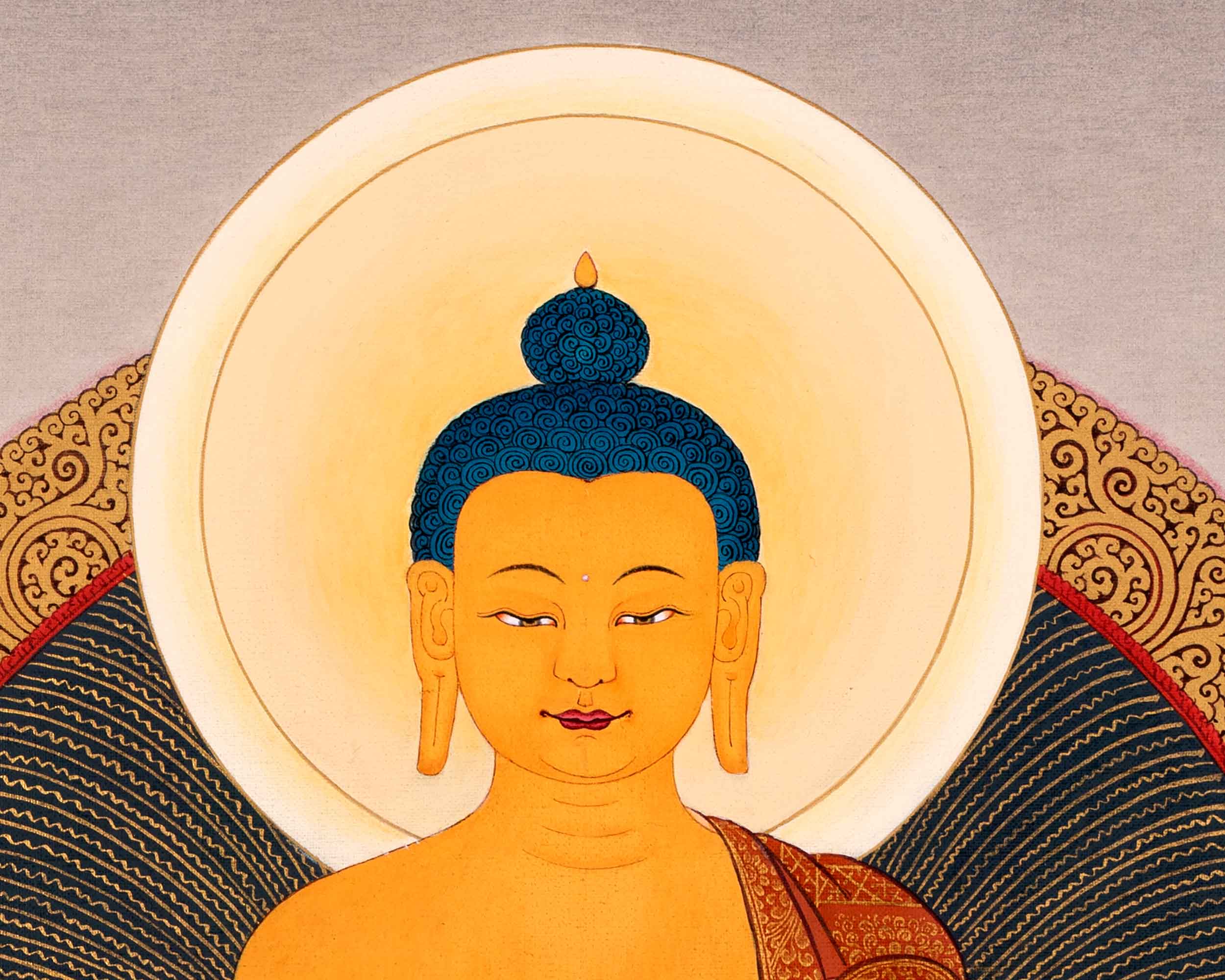 Historical Buddha Shakyamuni Thangka | Traditional Tibetan Buddhist Art