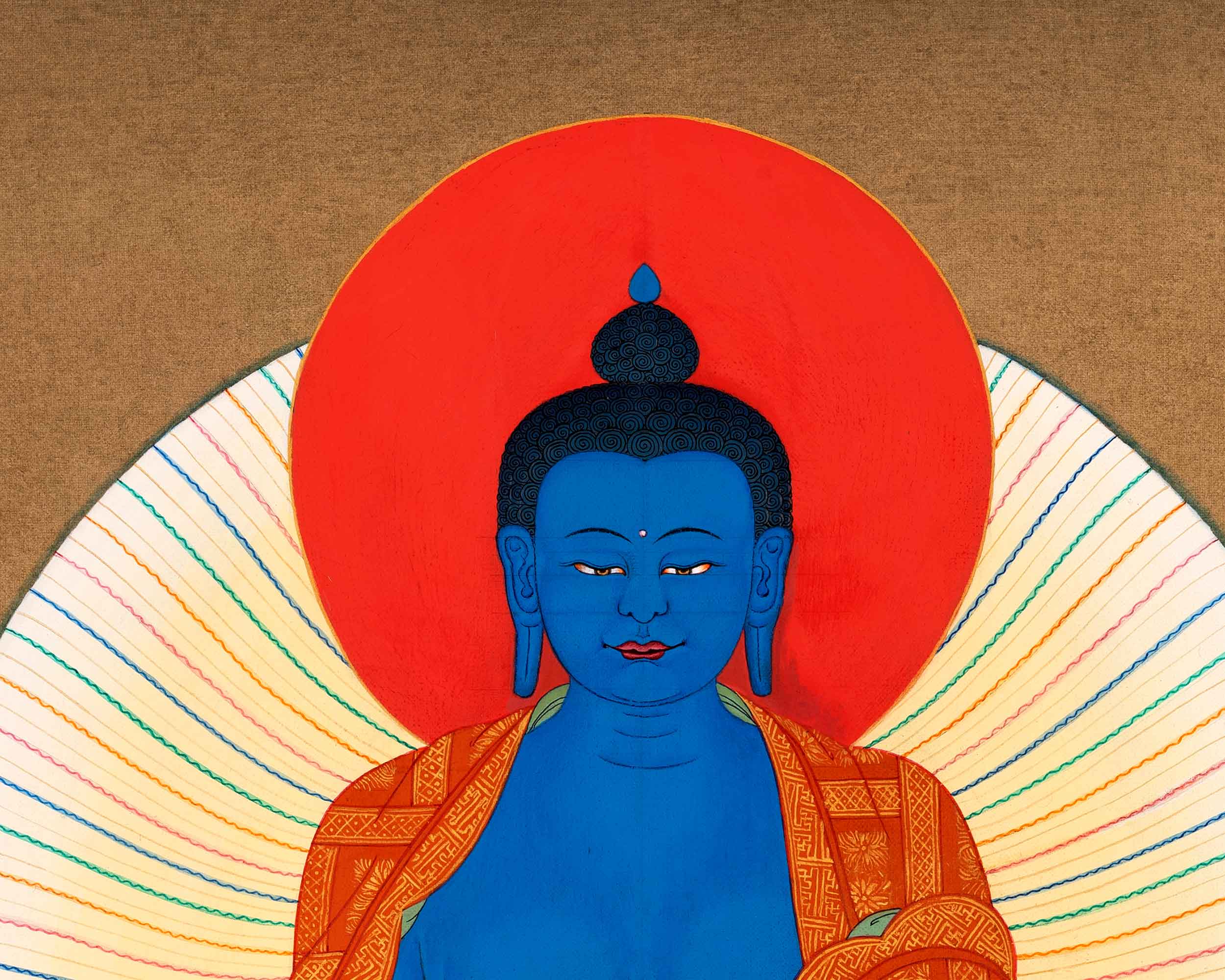 Buddha Of Medicine Bhaishajyaguru Thangka | Traditional Buddhist Art