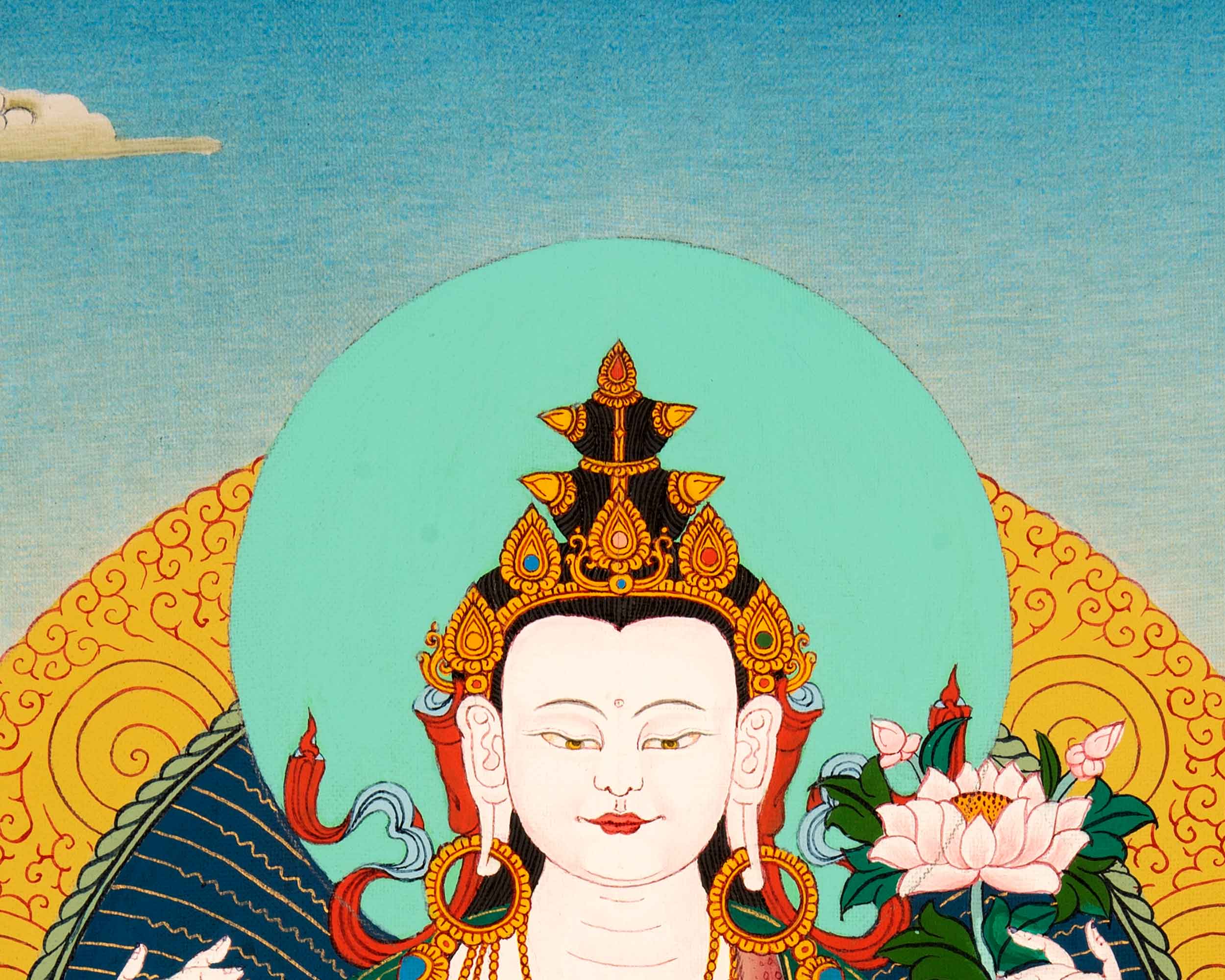 Chenrezig Tibetan Thangka | Buddhist Bodhisattva Art