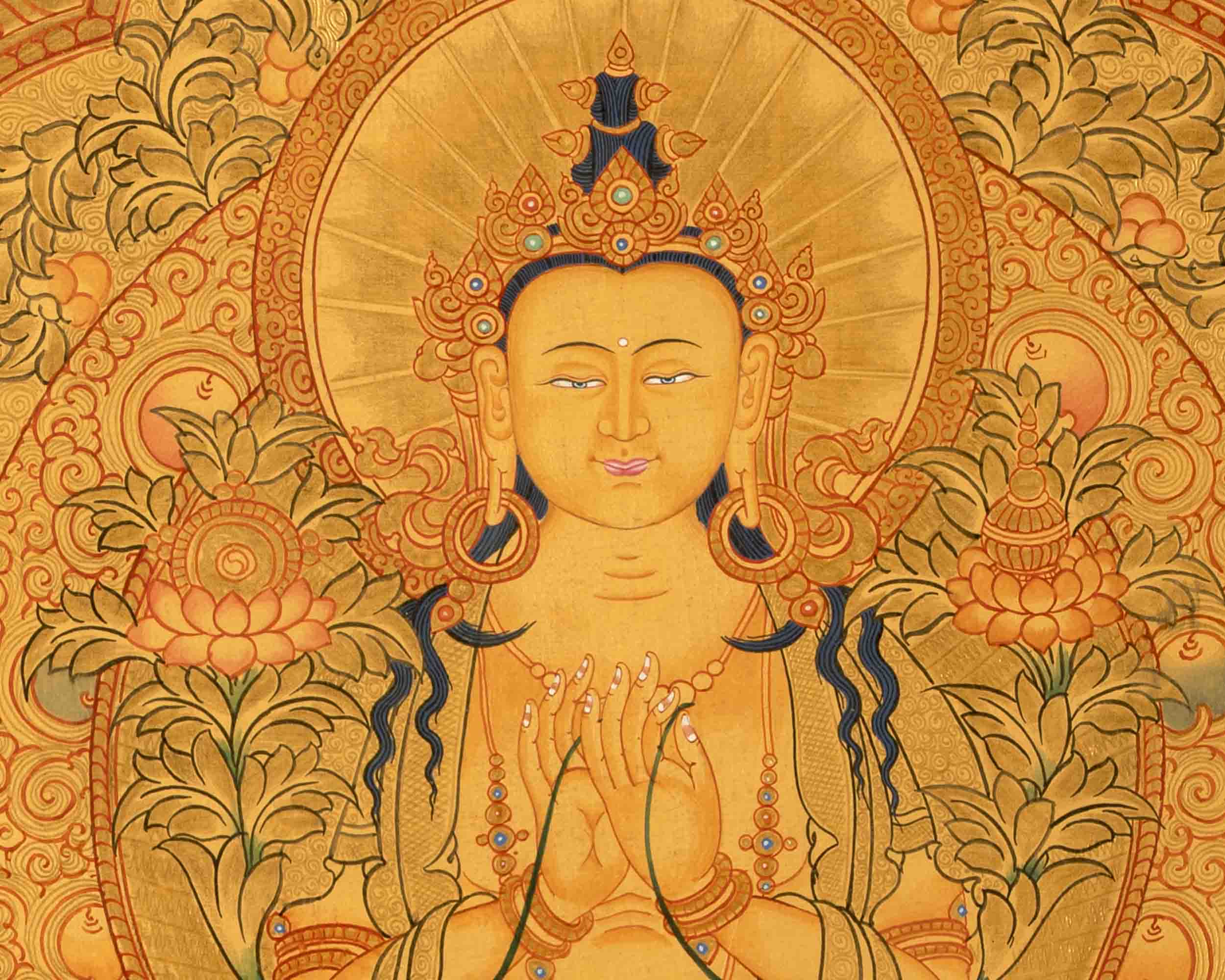 Maitreya Buddha Thangka | Religious Buddhist Painting