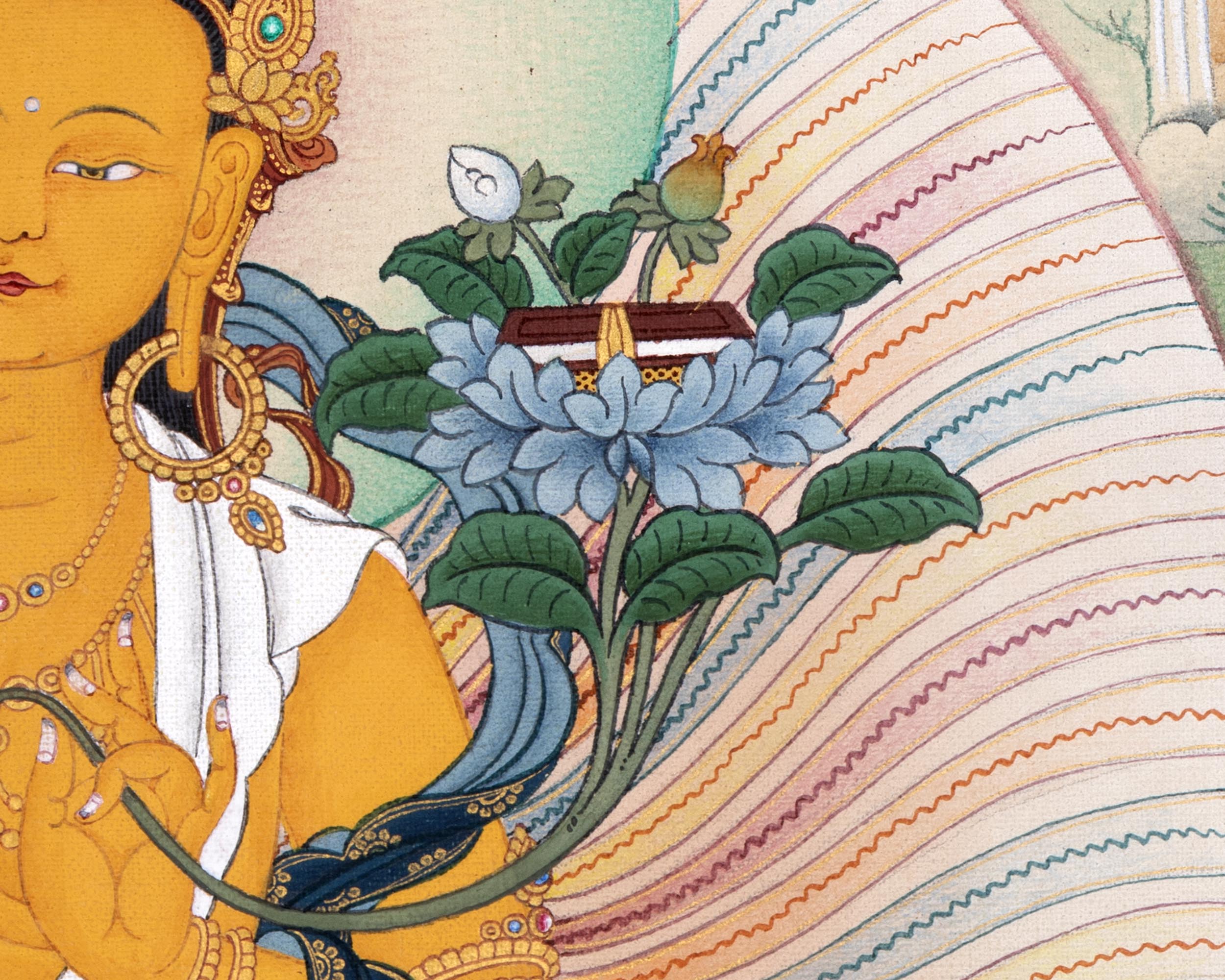 Bodhisattva Thangka | Manjushree With Chenrezig & Vajrapani