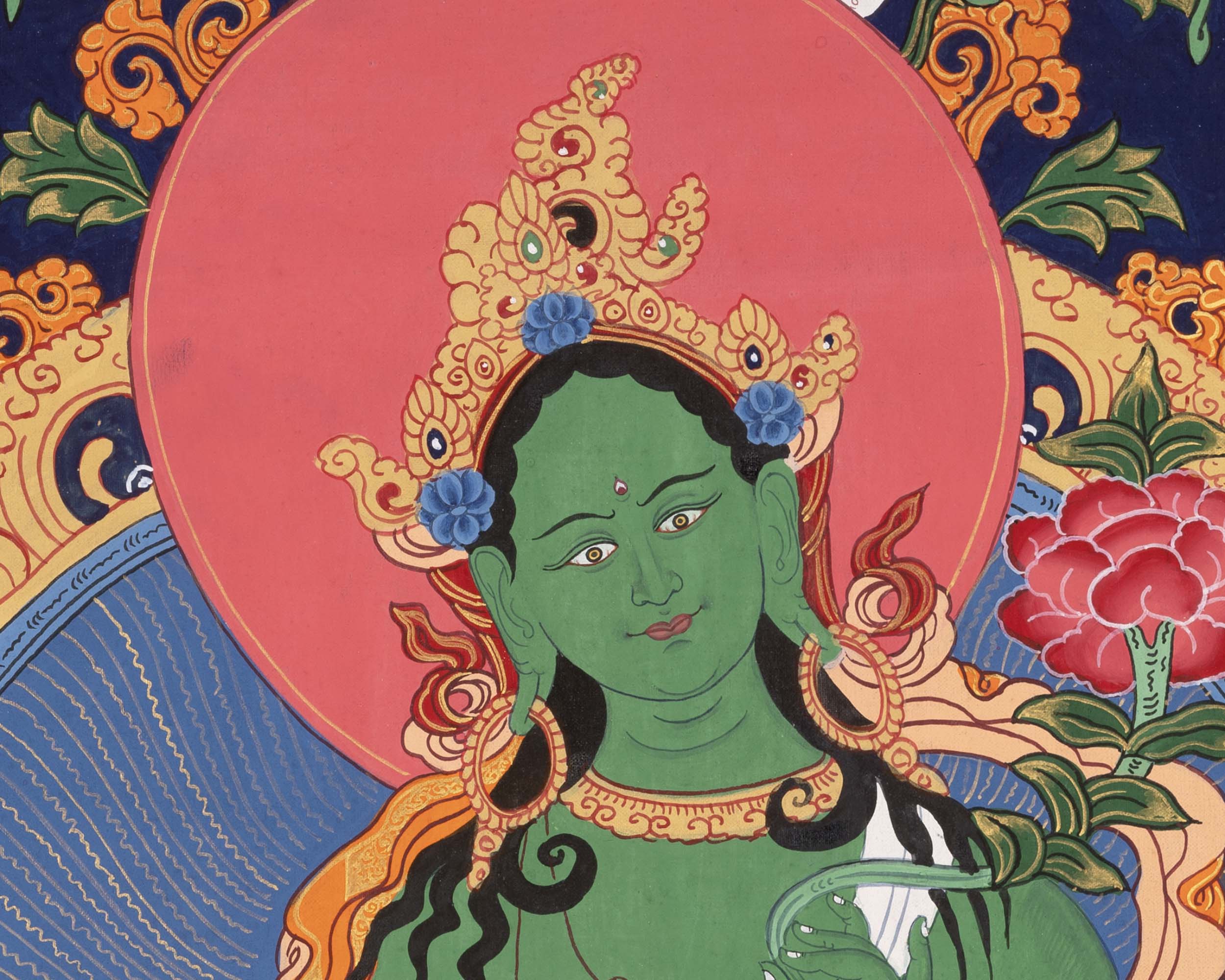 Green Tara Thangka | Wall Decor Painting