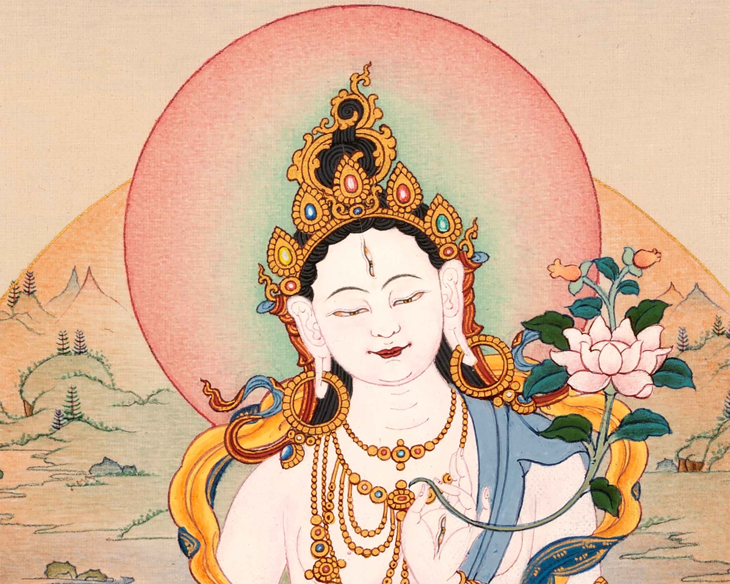 White Tara Goddess Thangka | Tibetan Art of Female Bodhisattva