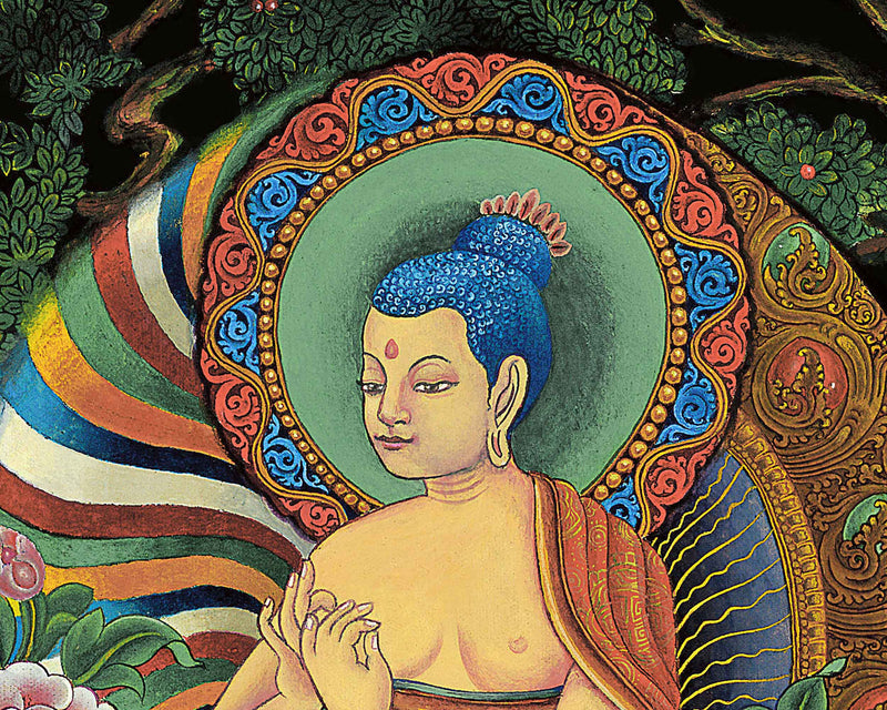 Maitreya Buddha Mantra Thangka Print | Future Buddha Thangka Print