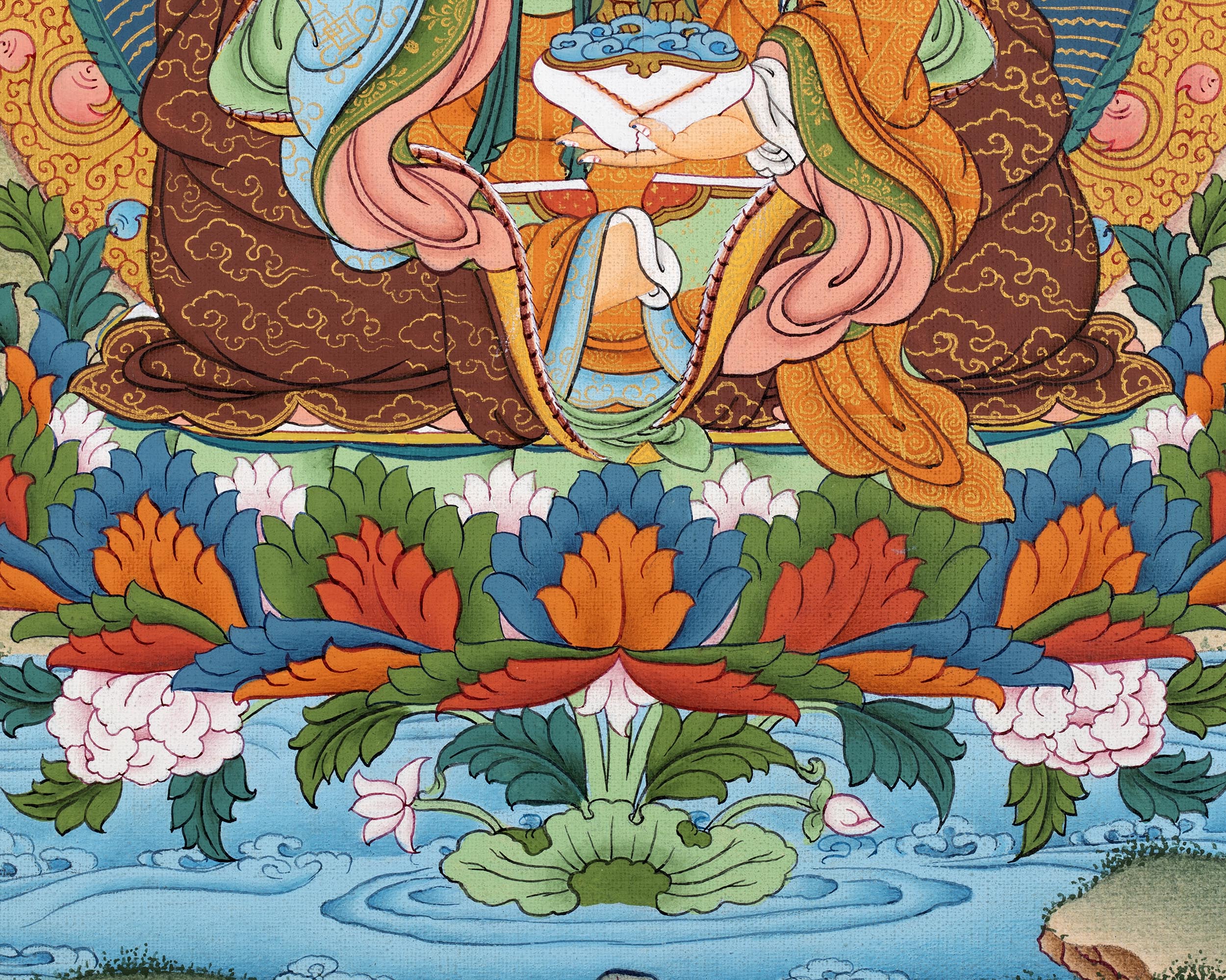 Traditional Guru Rinpoche Thangka | Padmasambhava Acrylics Painting
