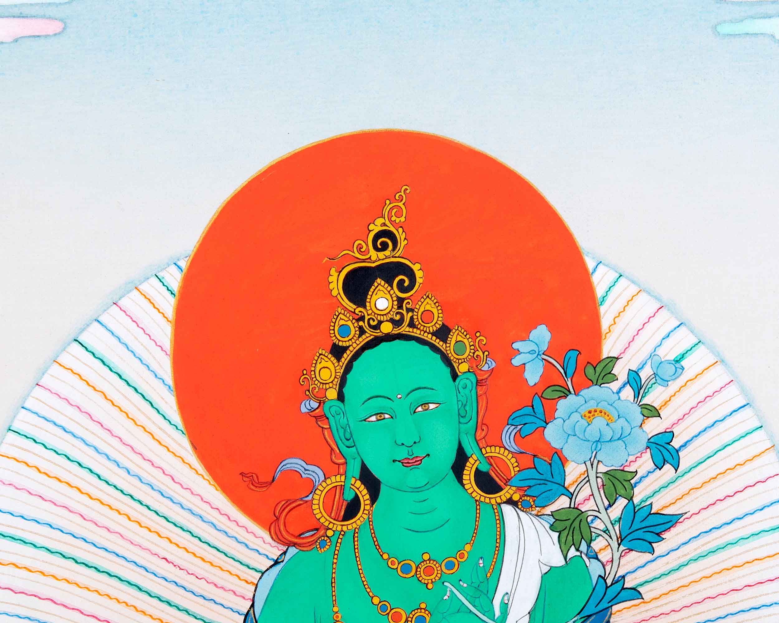 Mother Green Tara Thangka | Traditional Female Buddha