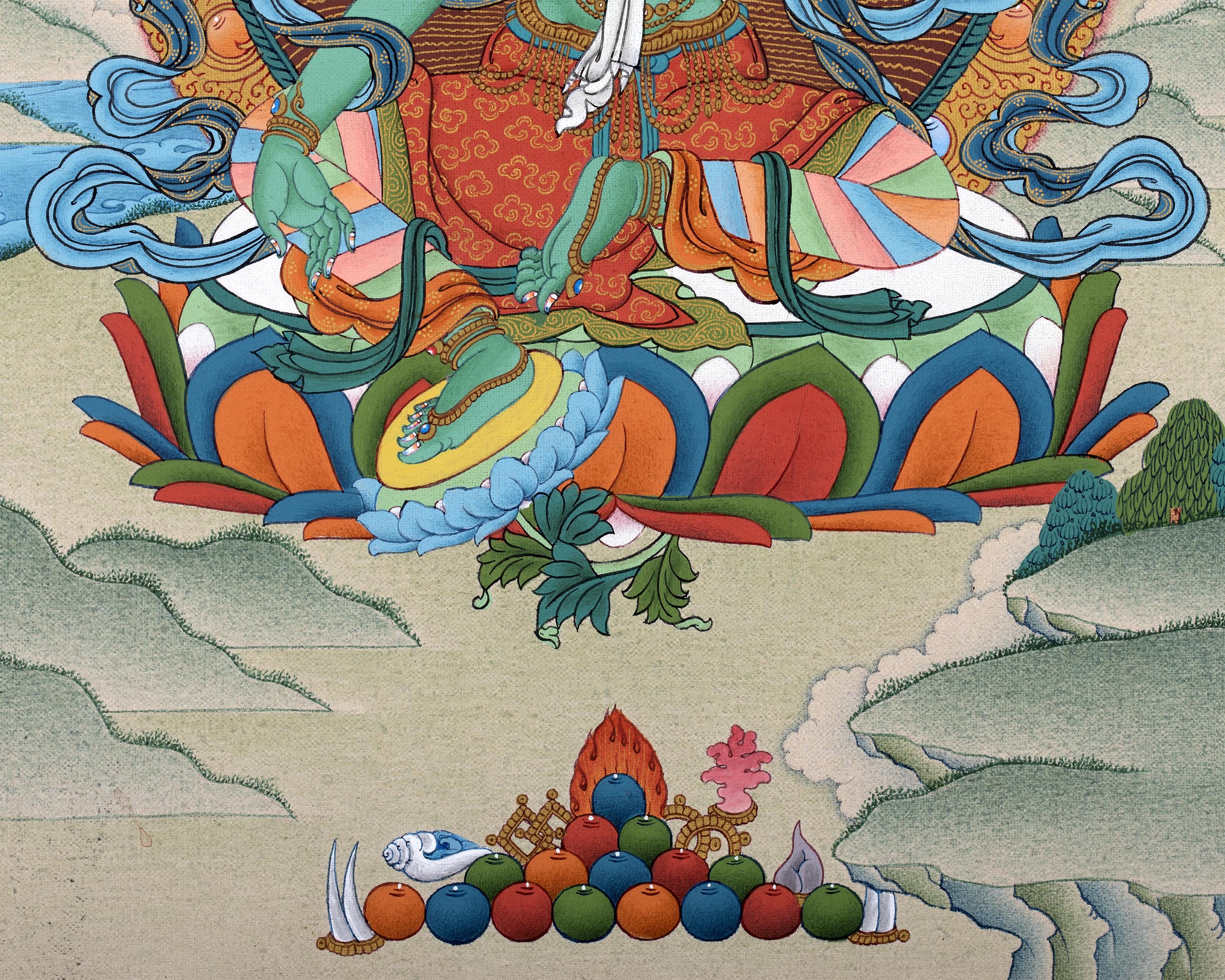 Mother Green Tara Thangka | Tibetan Buddhist Painting