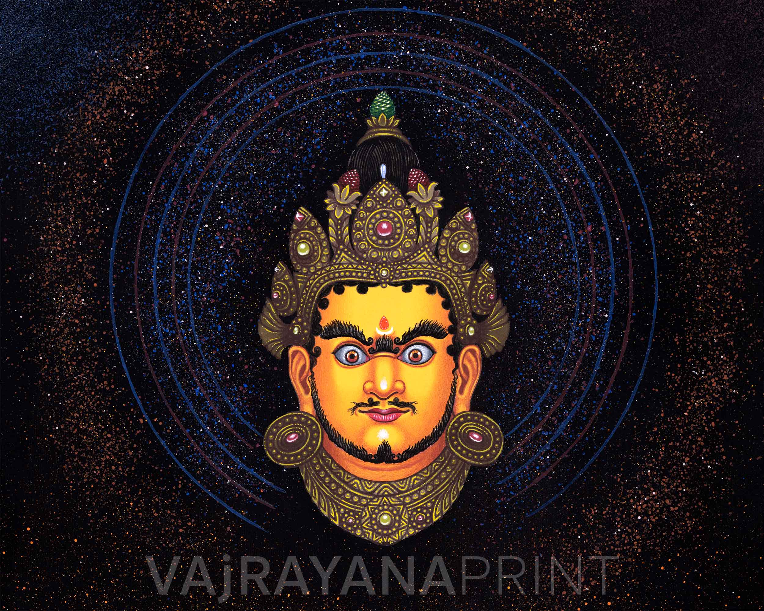 Jambhala Buddha Pauba Painting Print | Traditional Spiritual Canvas Art For Wall Hanging