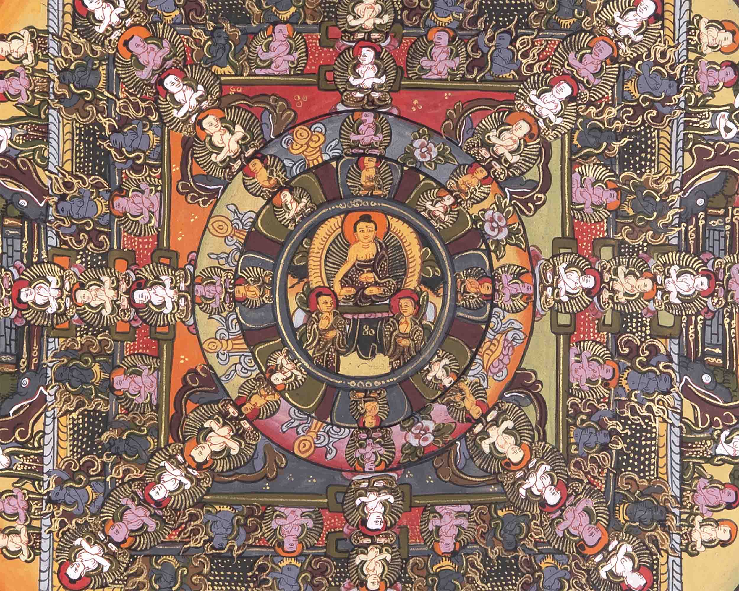 Brocade Mounted Buddha Mandala | Wall Hanging Decor For Meditation And Yoga