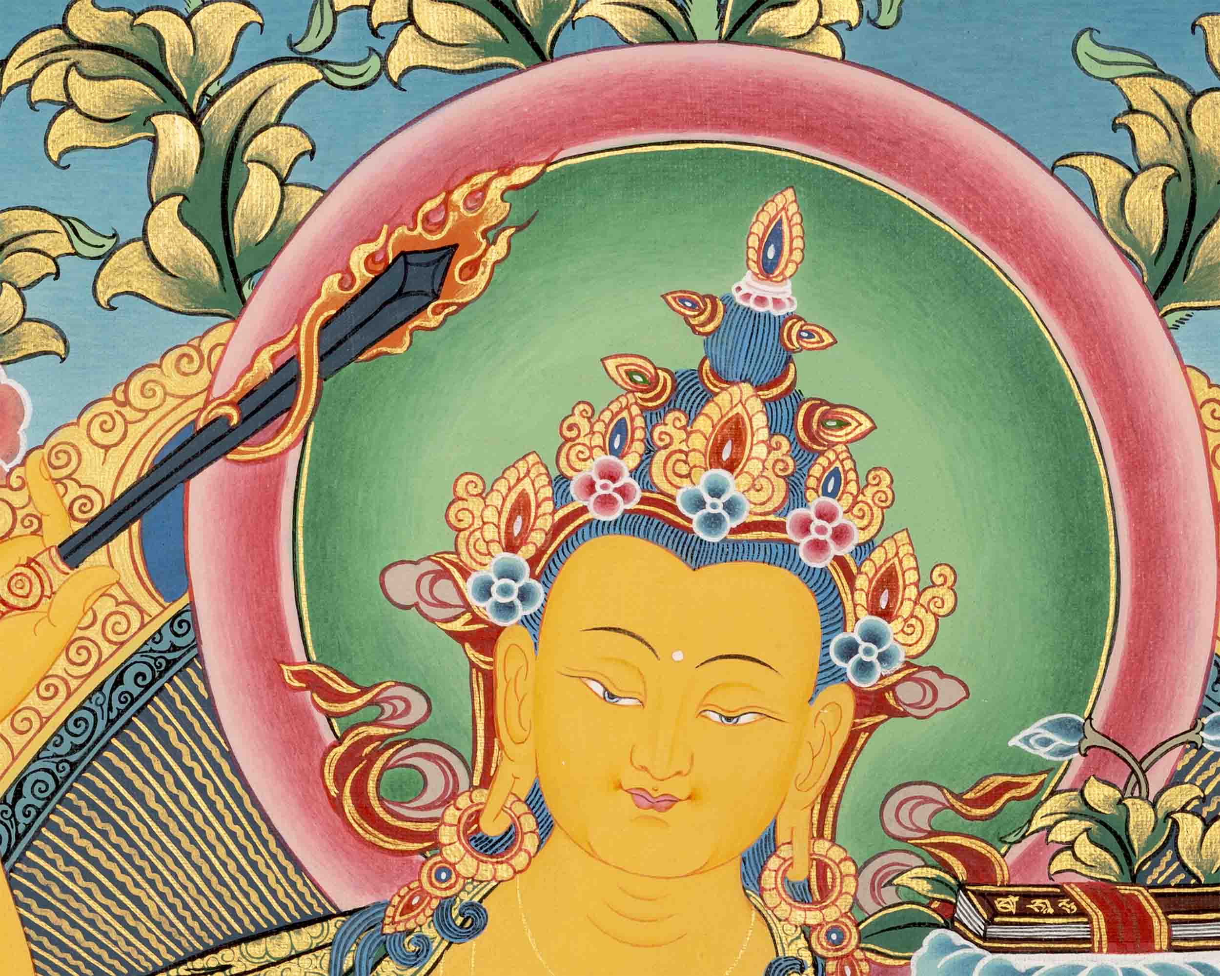 Hand Painted Manjushree Bodhisattva Thangka | Traditional Buddhist Art