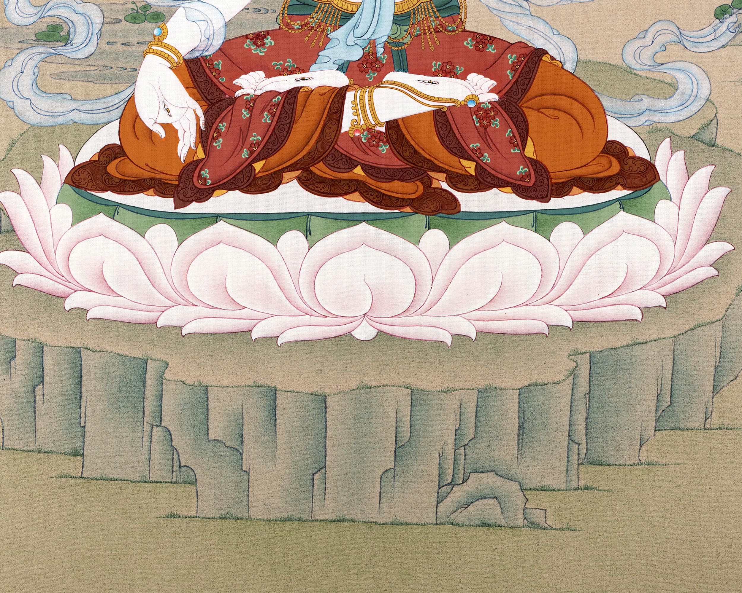 White Tara Thangka | Tibetan painting in 24k Gold
