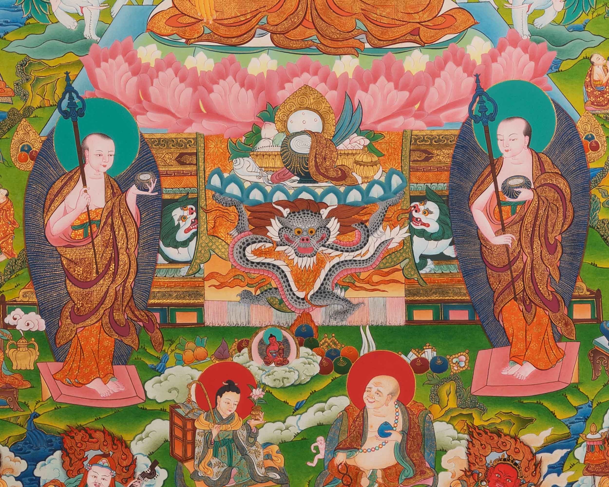 Shakyamuni Buddha 16 Arhats Thangka Painting | Sacred Art for Daily Practice