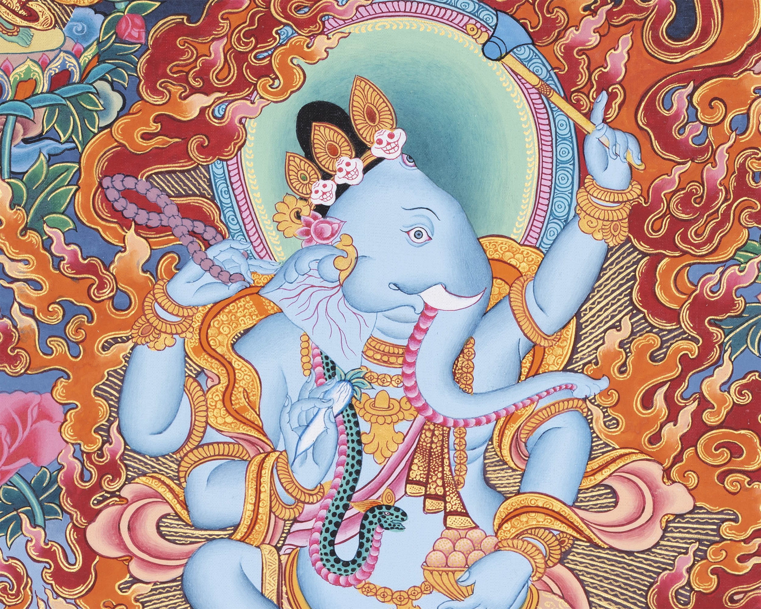Handpainted Ganesh Thangka | Tibetan Religious Art