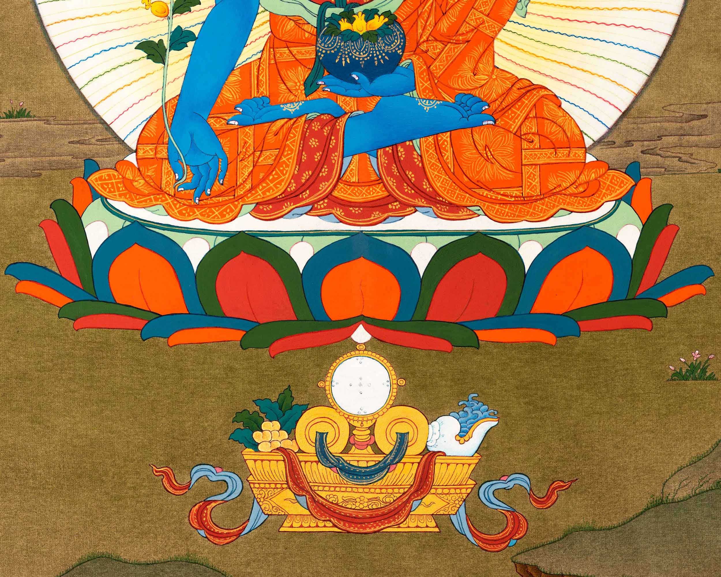 Traditionally Hand-Painted Medicine Buddha Meditation Thangka | Tibetan Art For Healing Buddha Practices
