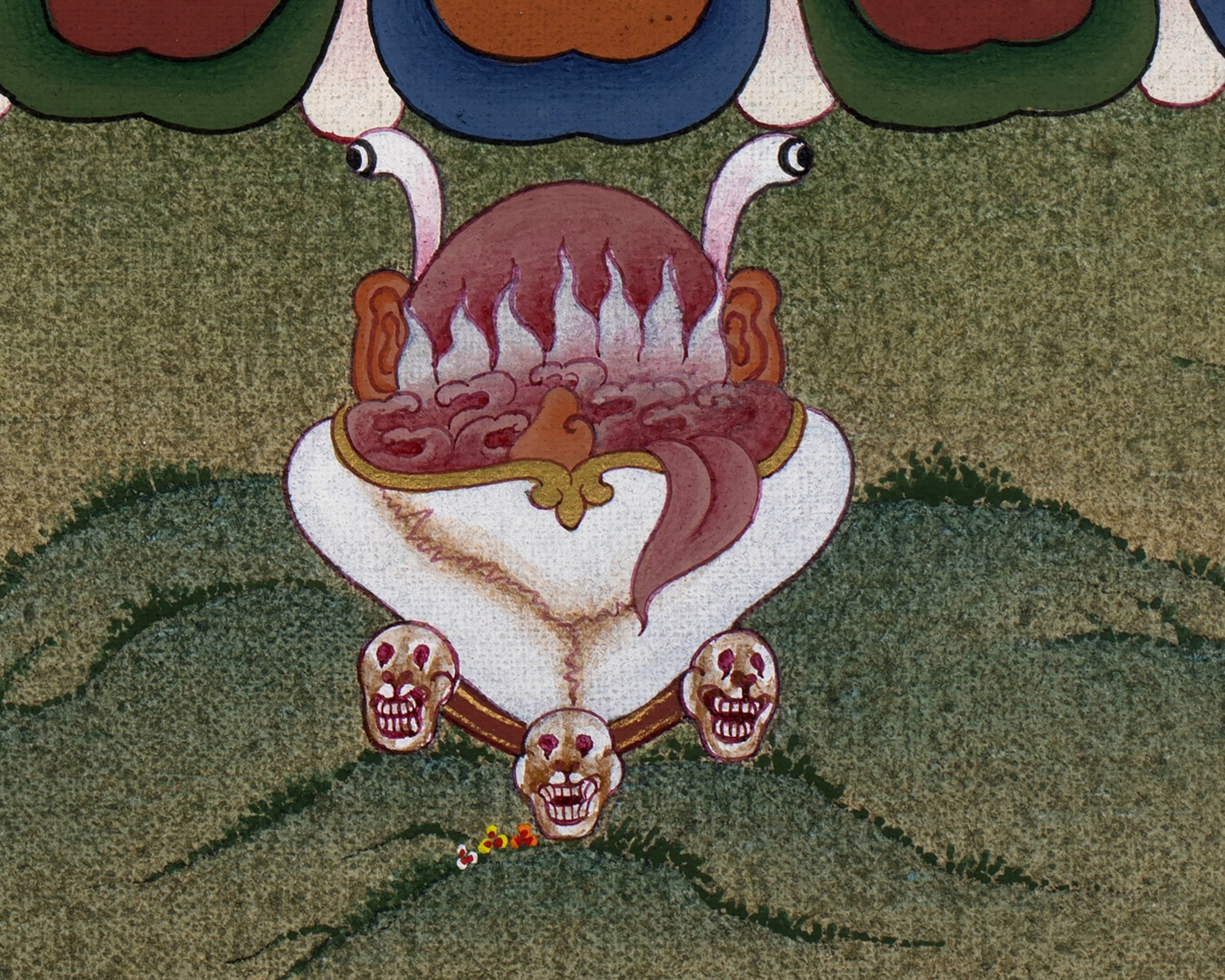 Vajrakilaya Thangka, Hand Painted Traditional Tibetan Wall Painting, Natural Stone colors and 24K Gold (includes Brocade)