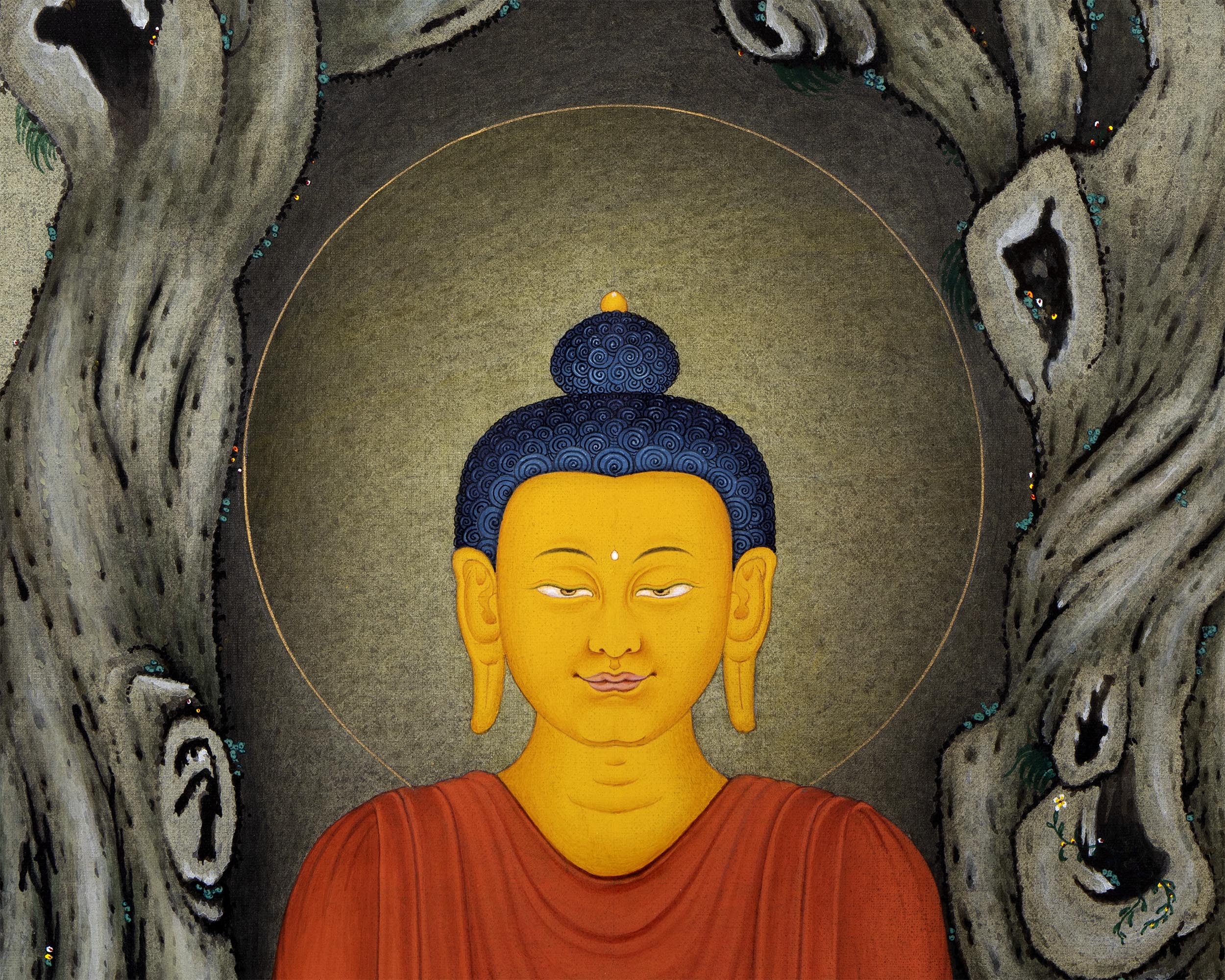 Meditating Shakyamuni | Happy Buddha Art | Buddhism Thangka