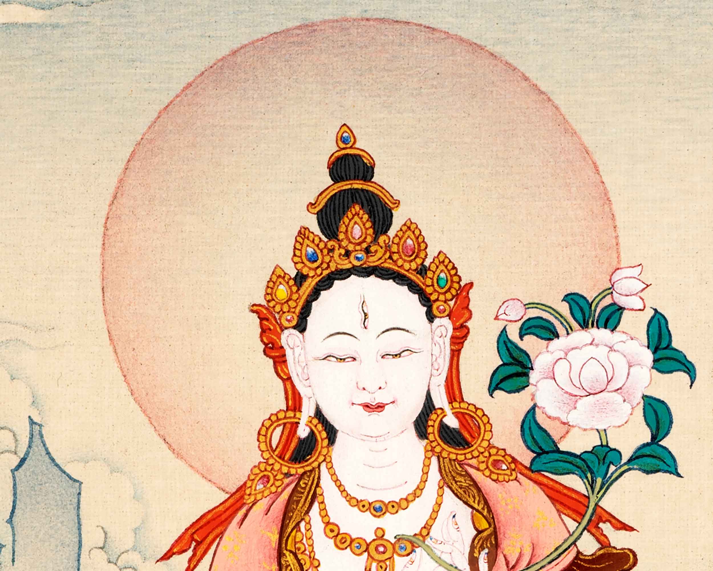 White Tara Tibetan Thangka | Female Buddha