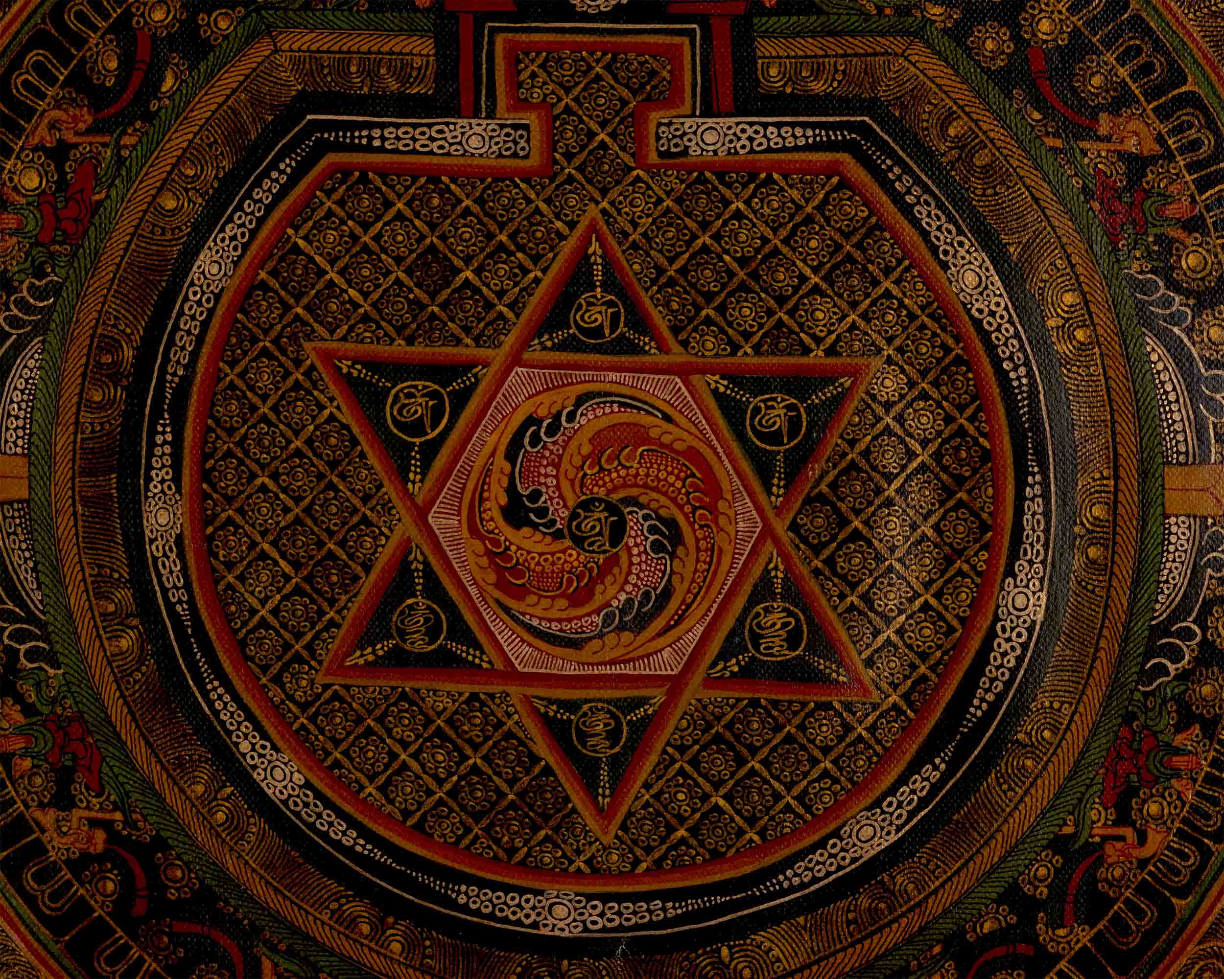 Oil Varnished Star Mandala Tibetan Thangka | Mandala Art