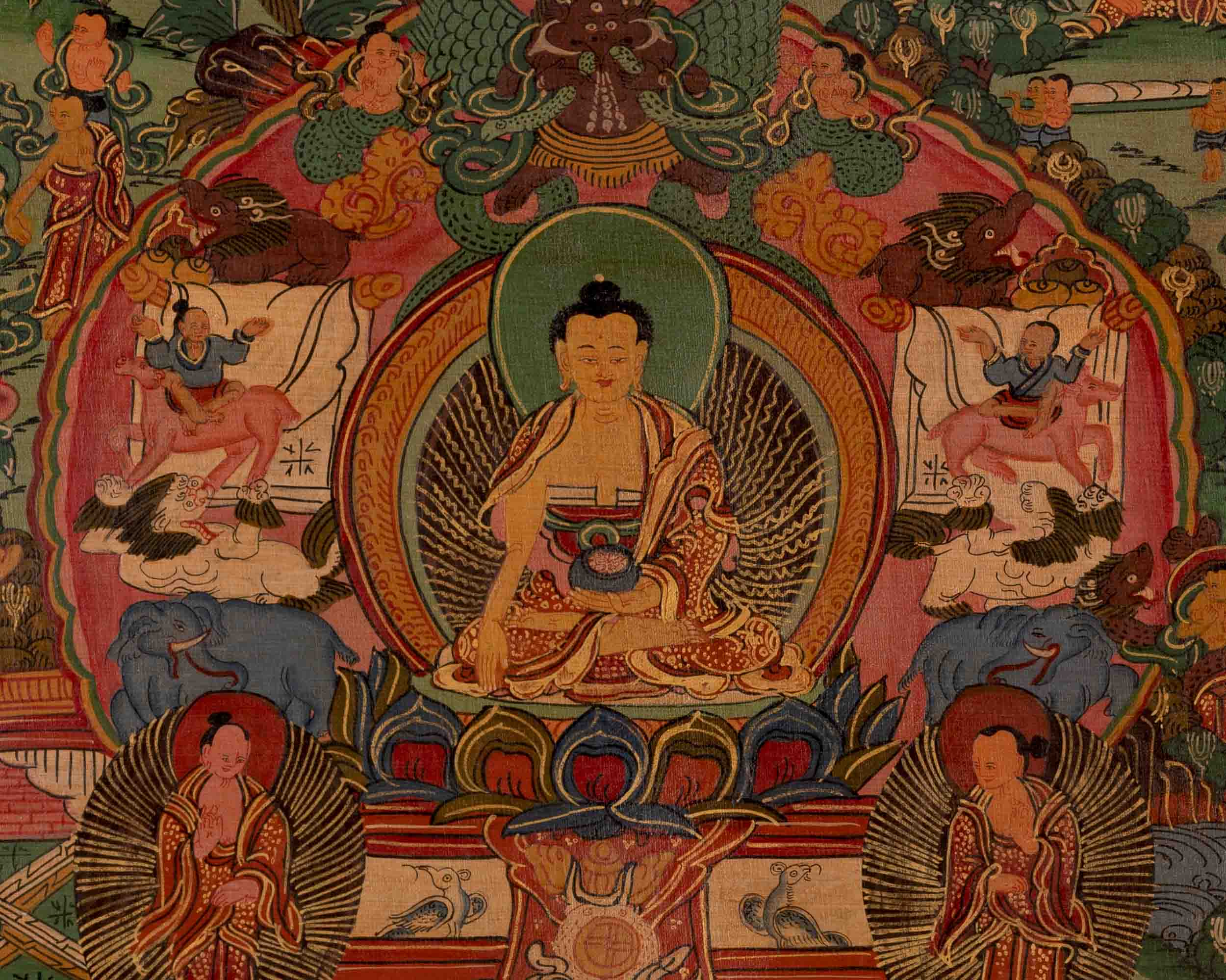 Life Story Of Buddha | Oil Varnished Thangka | Wall Decors