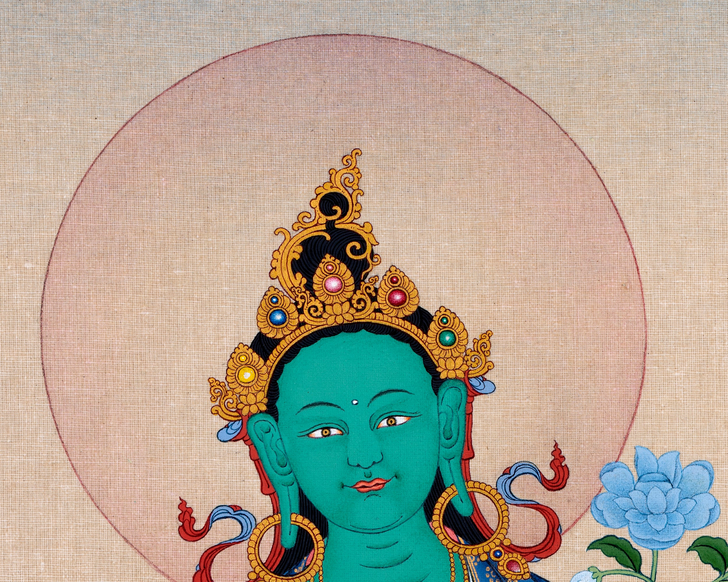 Green Tara | Tibetan Thangka Painting | Handmade Tara Art
