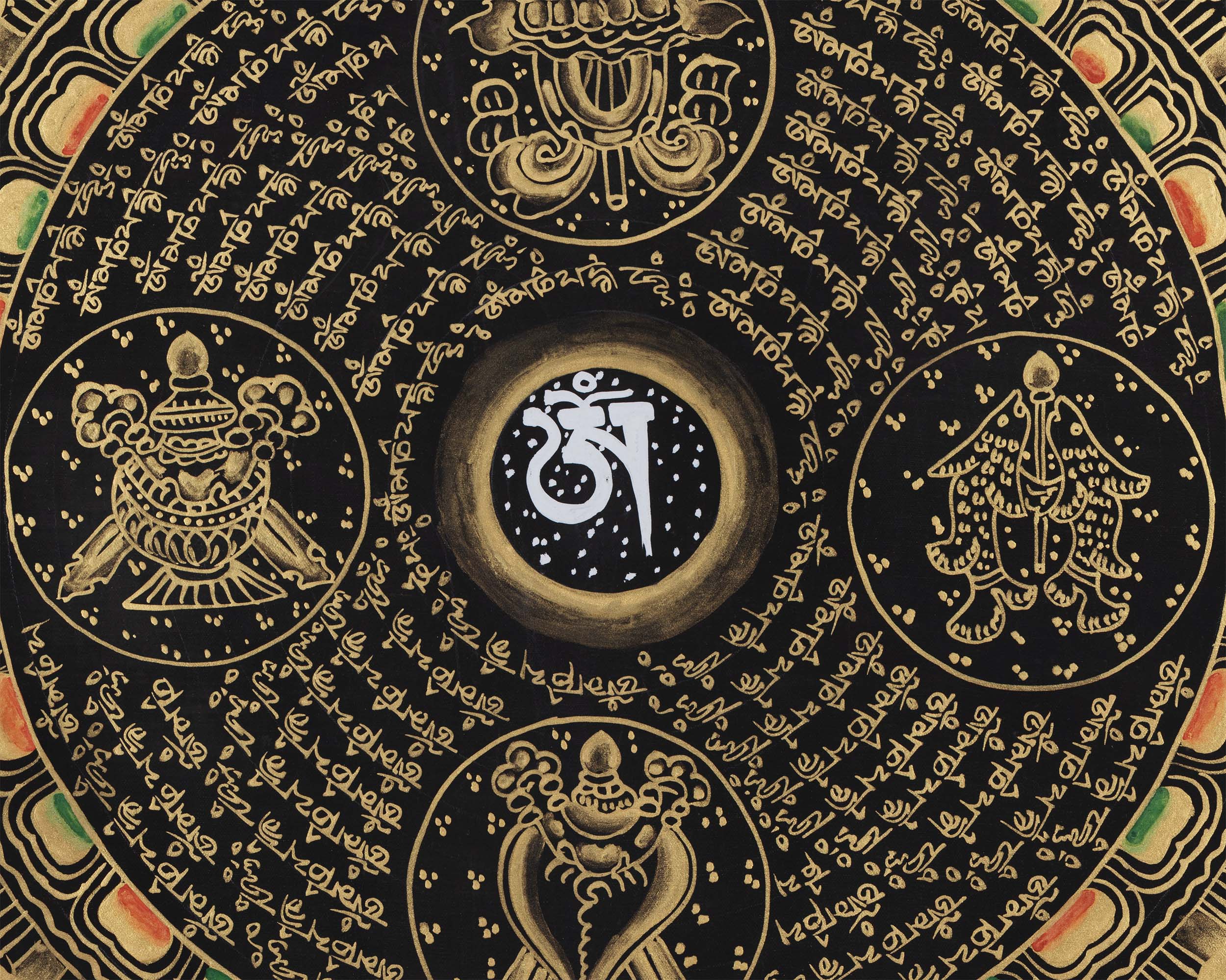 Om Mantra Mandala | Traditional Buddhist Thangka | Wall Hanging Decors