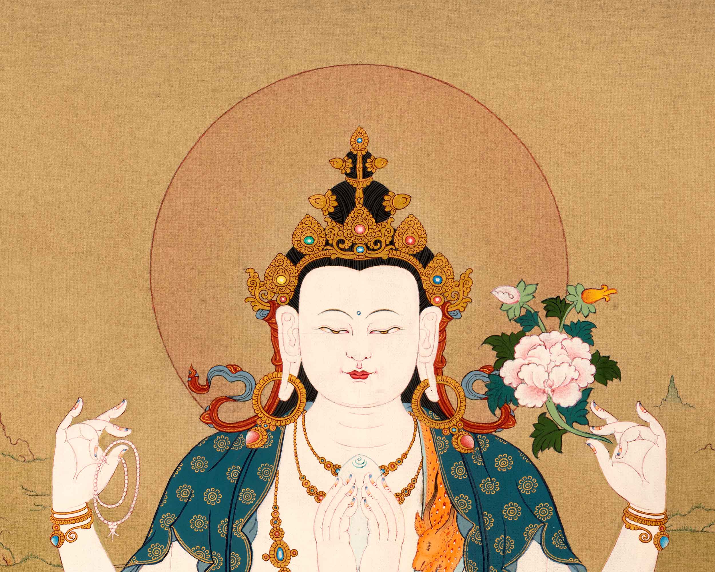 Avalokiteshvara Buddhist Thangka | Genuinely Hand Painted Art