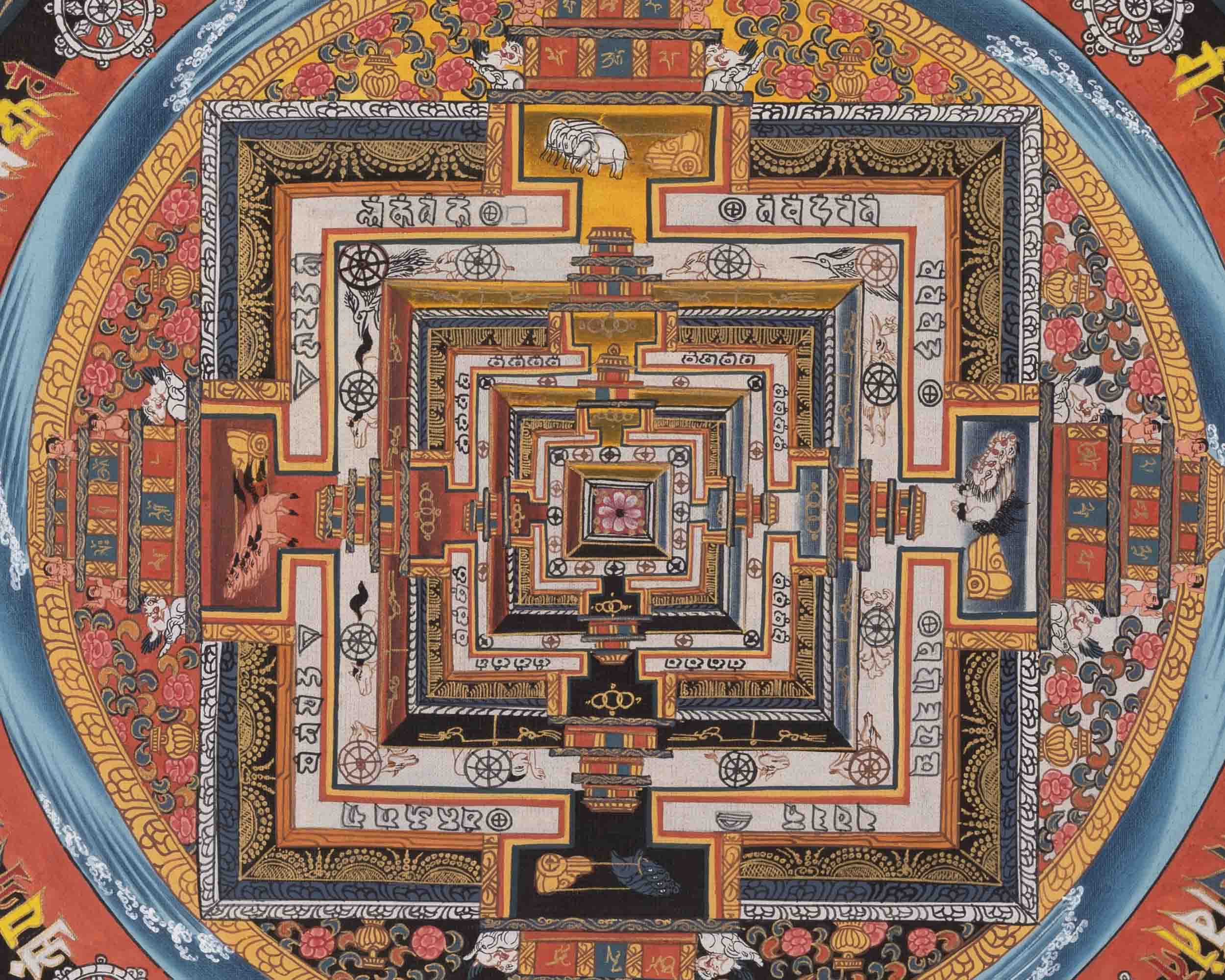 Kalachakra Mandala Thangka | Religious Buddhist Paint | Wall Decors